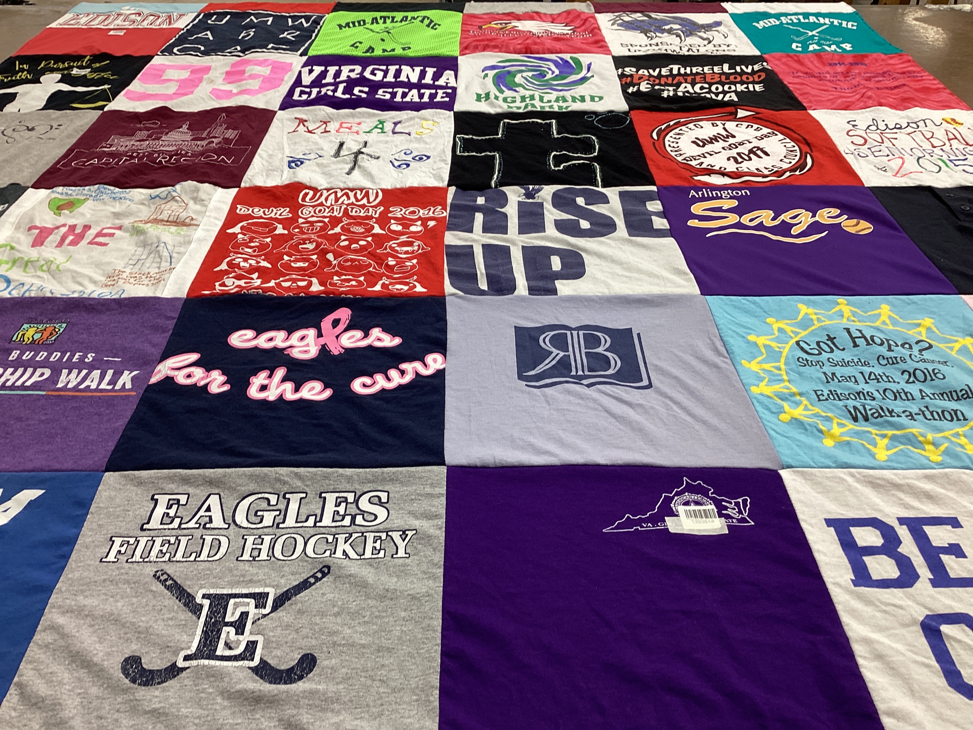 T-shirt quilt from university of mary washington by Amelia from VA