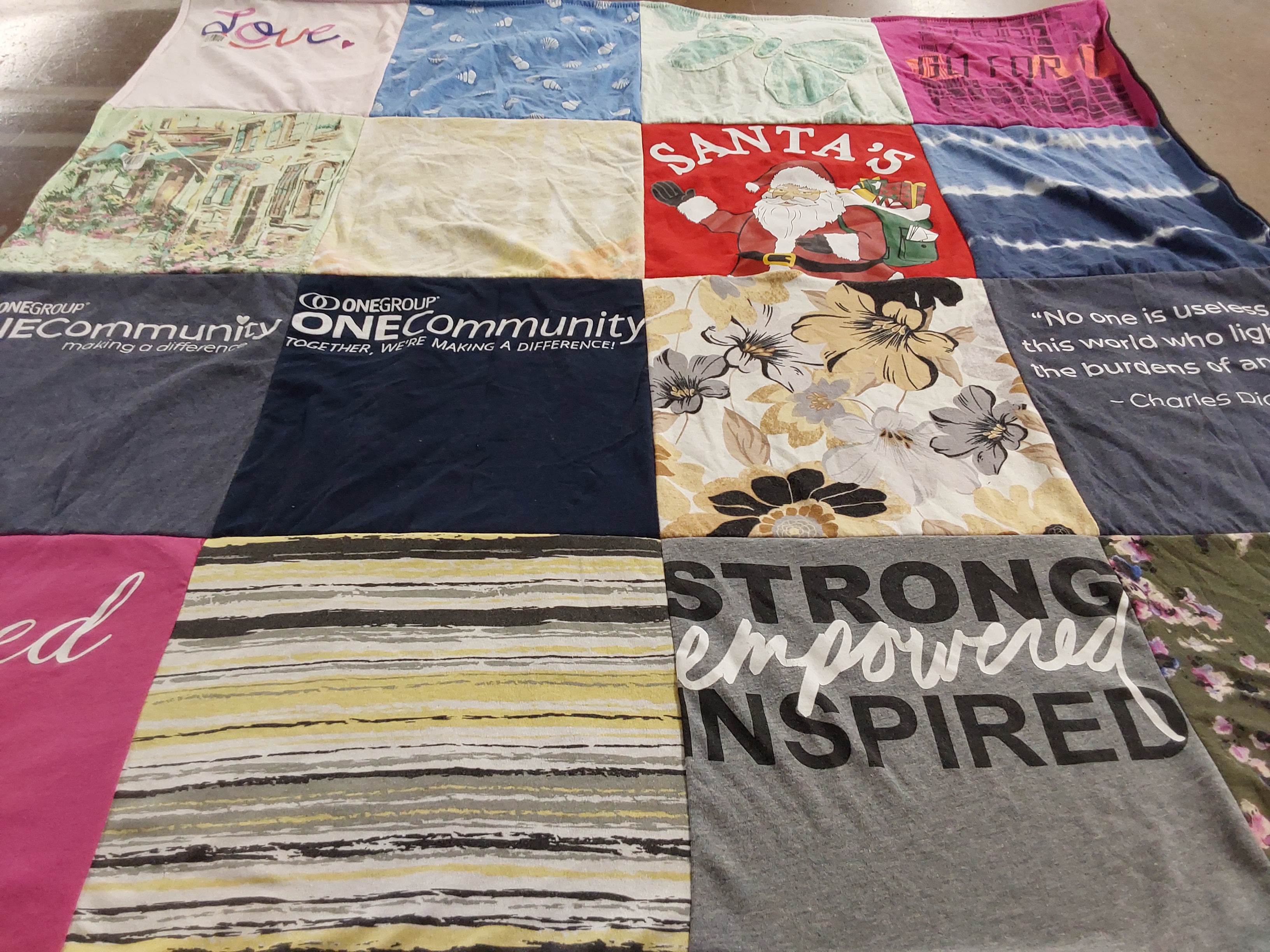 T-shirt quilt with community service, inspiration themes by David from PA
