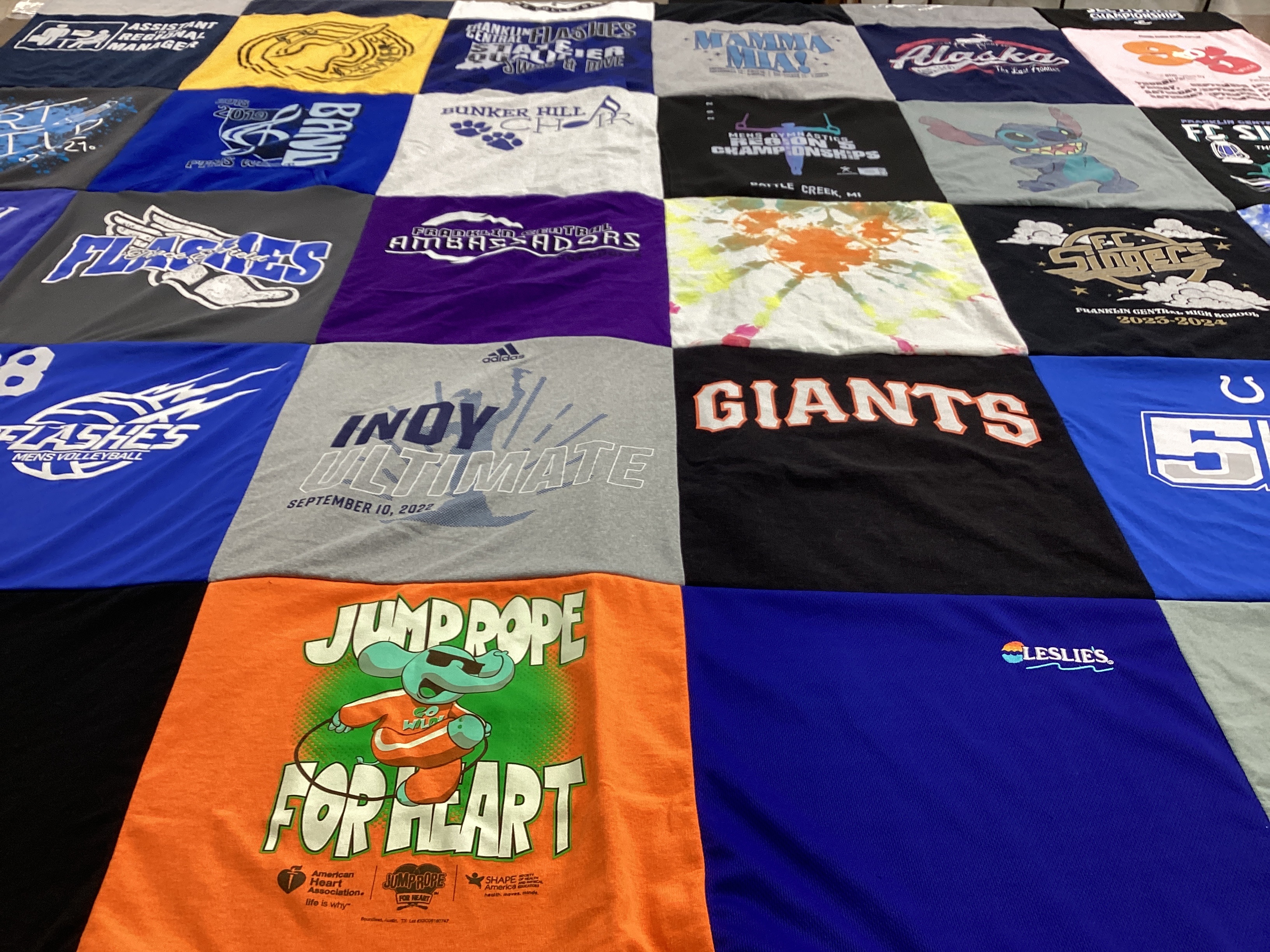 T-shirt quilt featuring giants, flashes by Lisa from IN