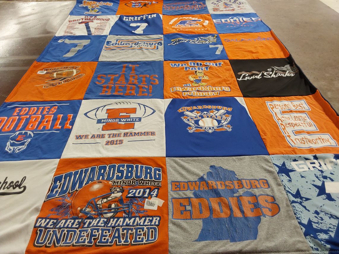 T-shirt quilt featuring edwardsburg football by Dawn from MI