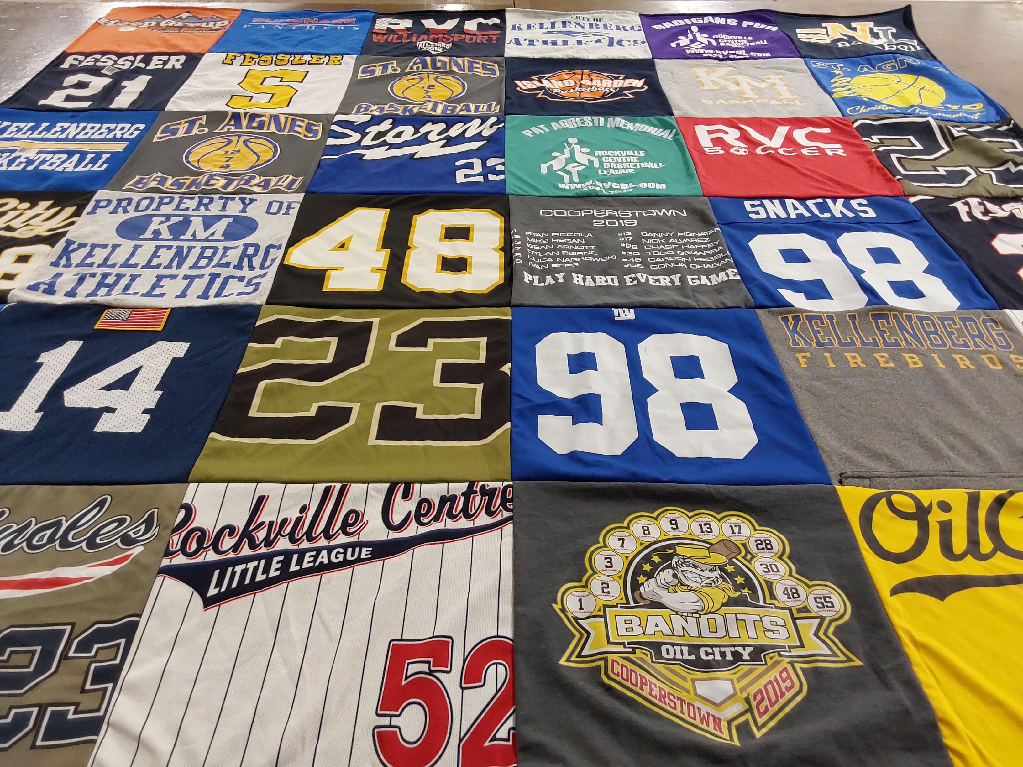T-shirt quilt featuring kellenberg firebirds, bandits by Johanna from NY