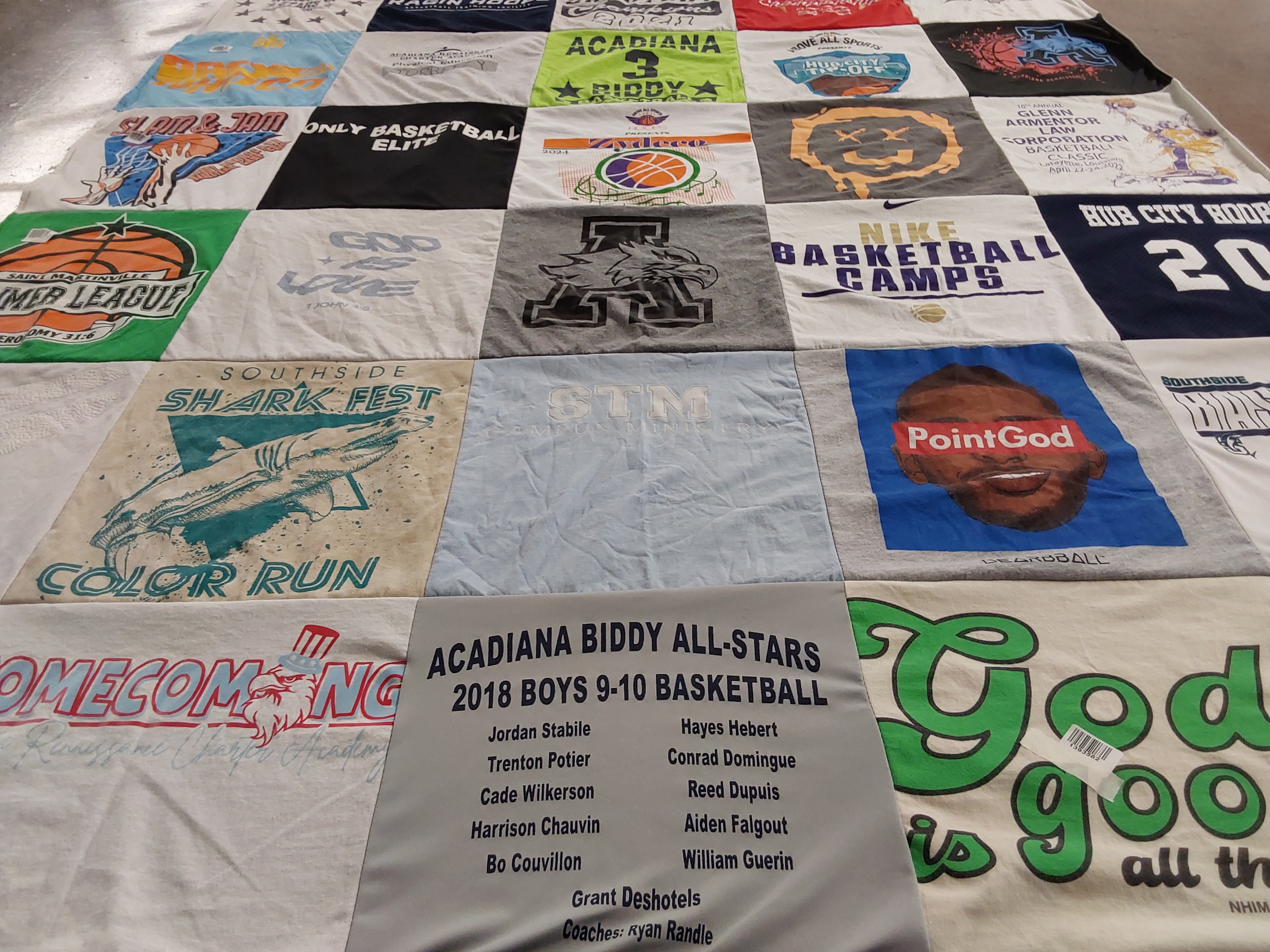 T-shirt quilt featuring acadianabiddyallstars, southside high school by Christopher from LA