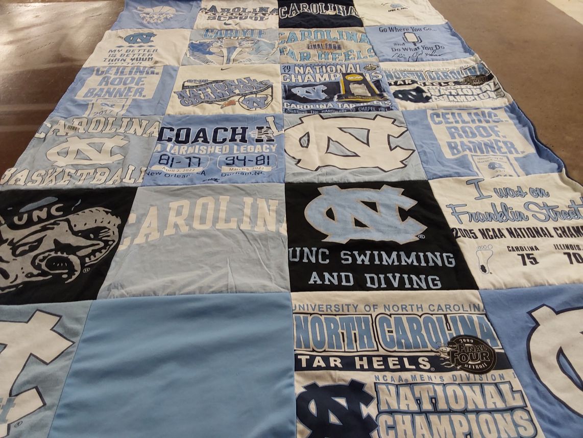 T-shirt quilt featuring tar heels by Sara from NC