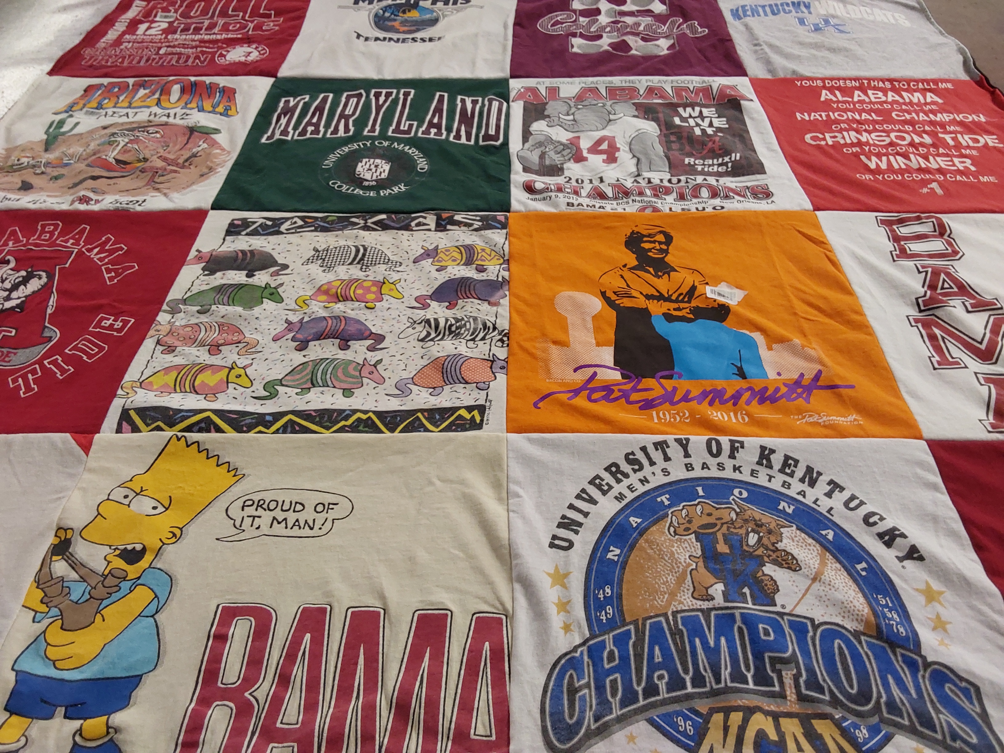 T-shirt quilt featuring alabama crimson tide, kentucky wildcats by Anna from SC