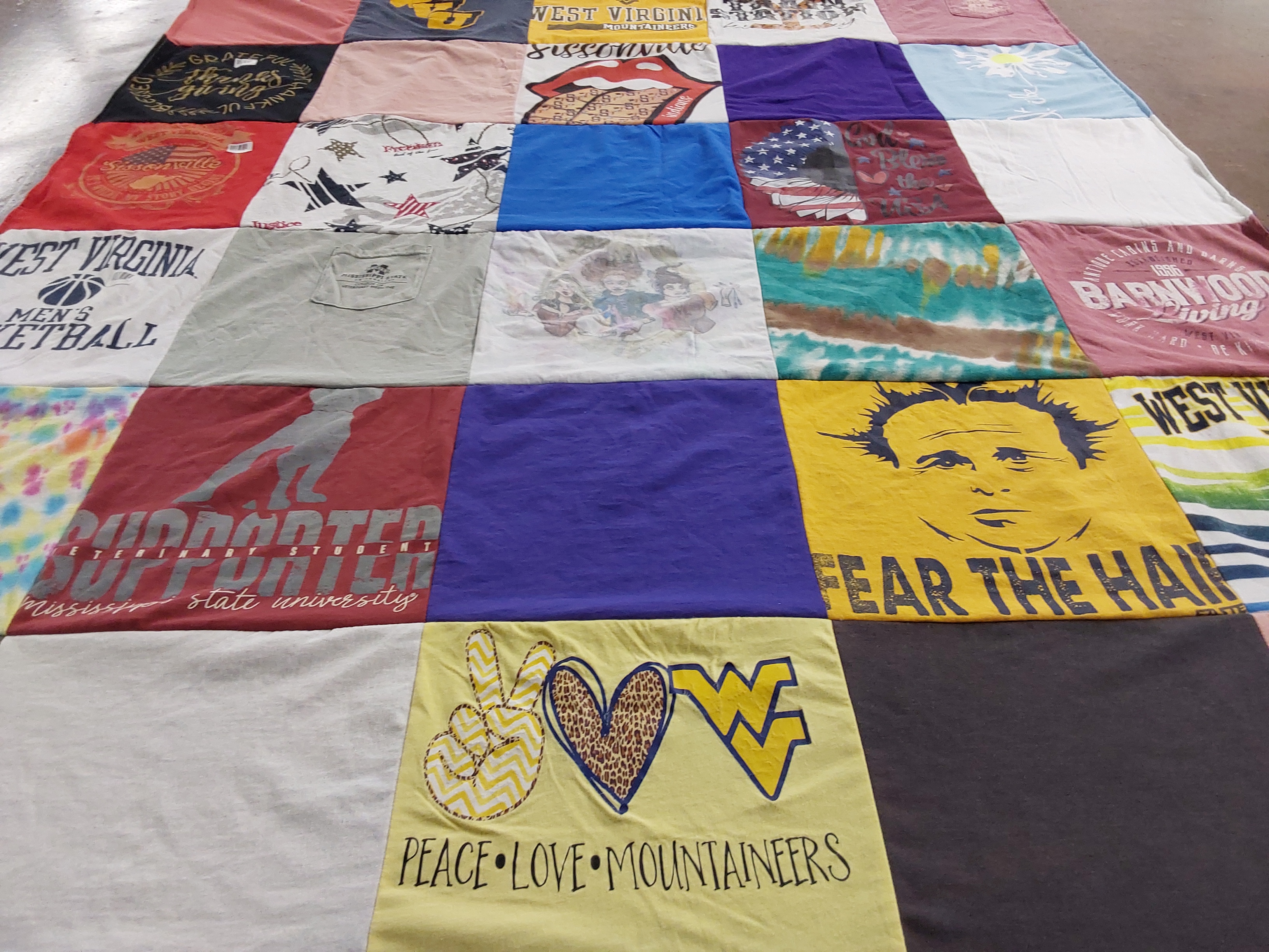 T-shirt quilt featuring west virginia mountaineers by Ashley from WV