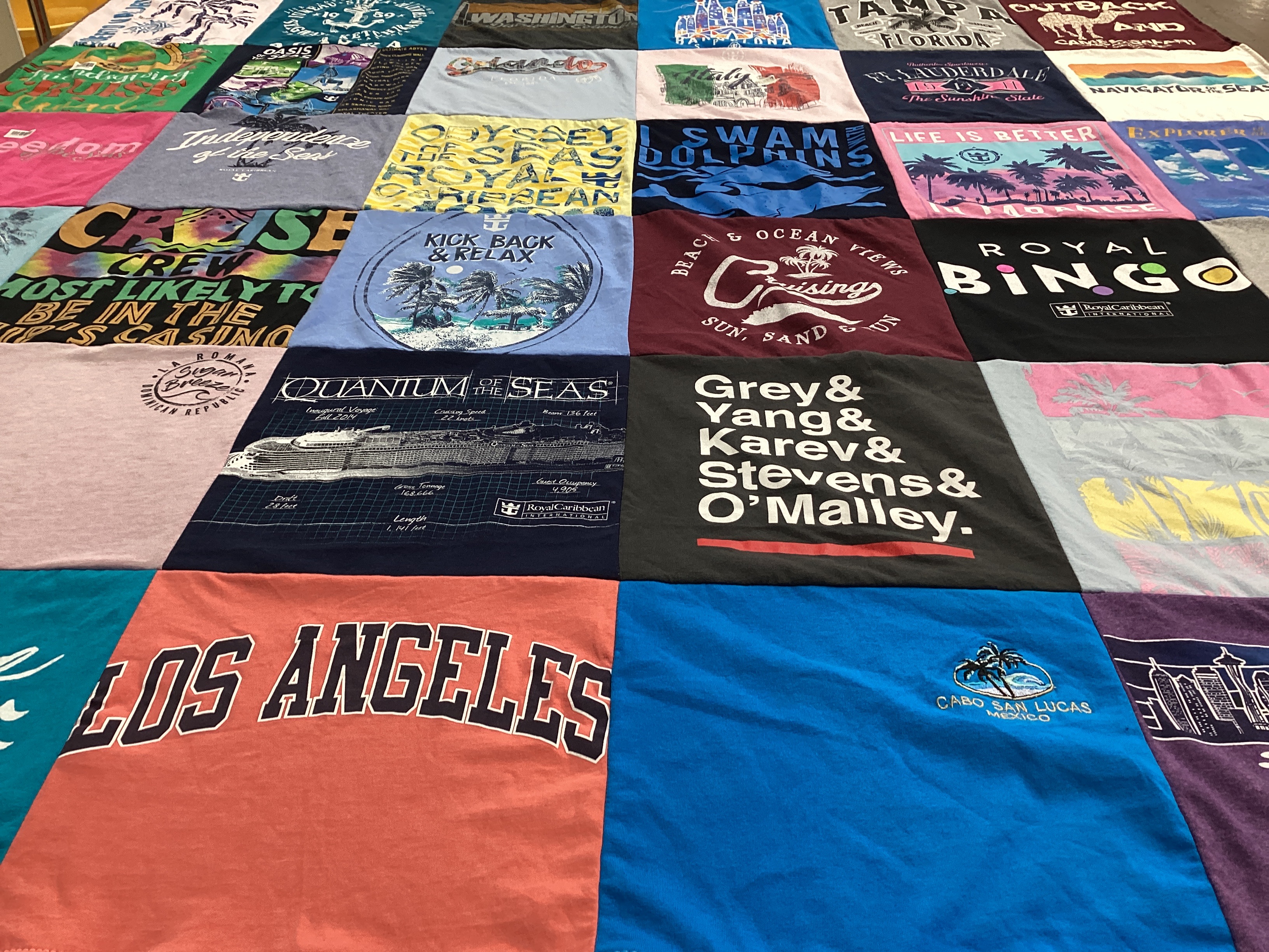 T-shirt quilt with travel, cruising themes by Heathet from PA