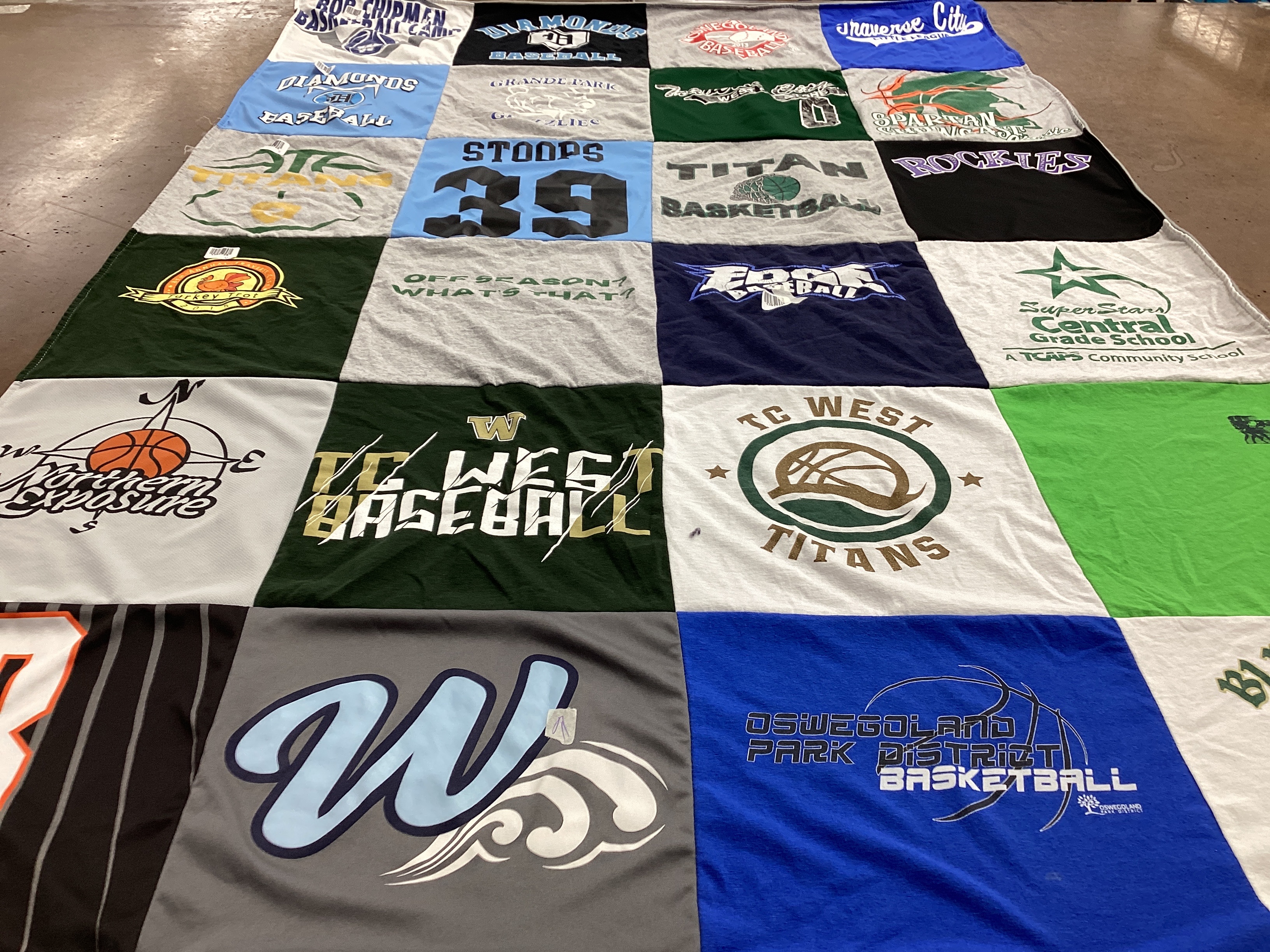 T-shirt quilt featuring tc west titans, oswegoland park district basketball by Karyn from MI
