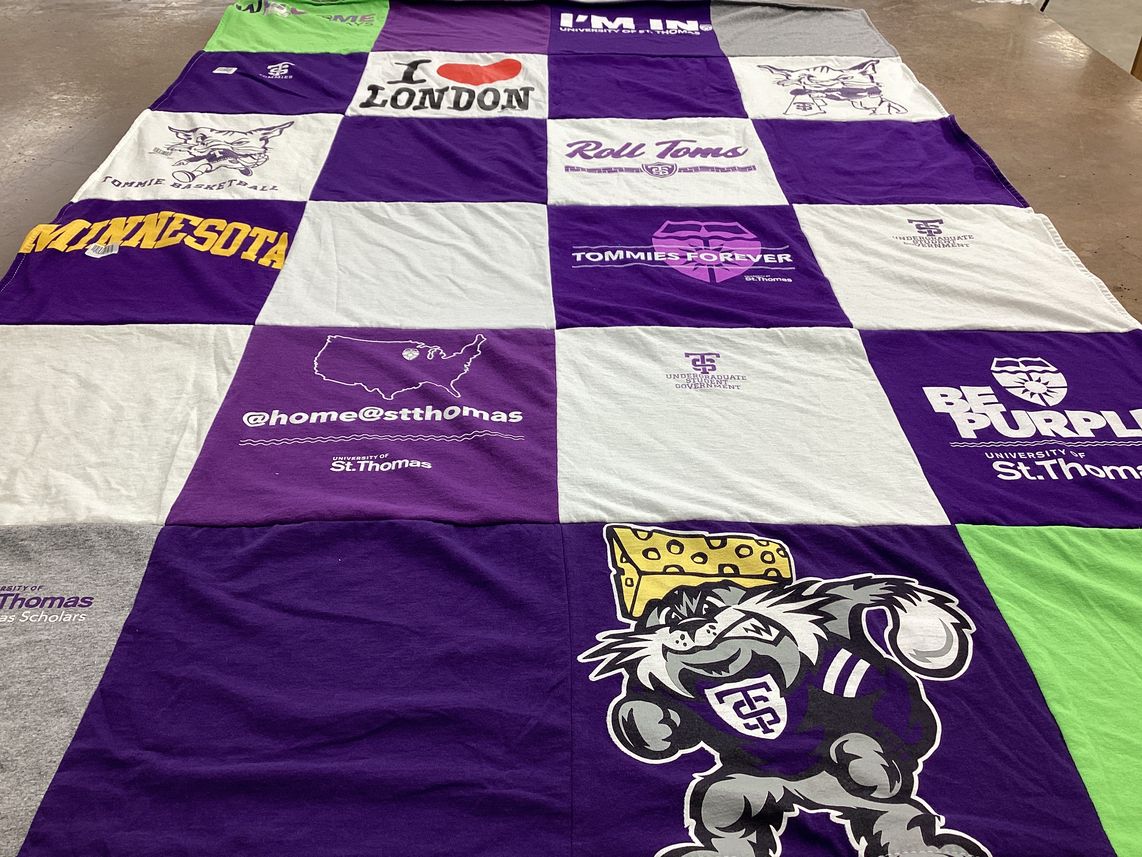 T-shirt quilt featuring tommie basketball by Lindsay from NE