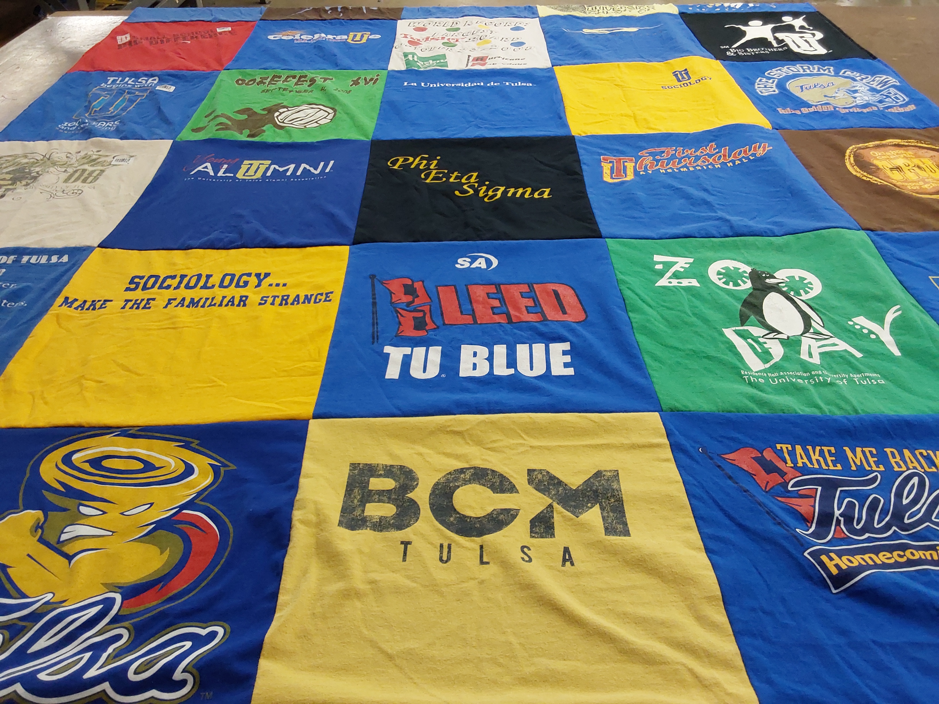 T-shirt quilt featuring the university of tulsa by Brenda from AR