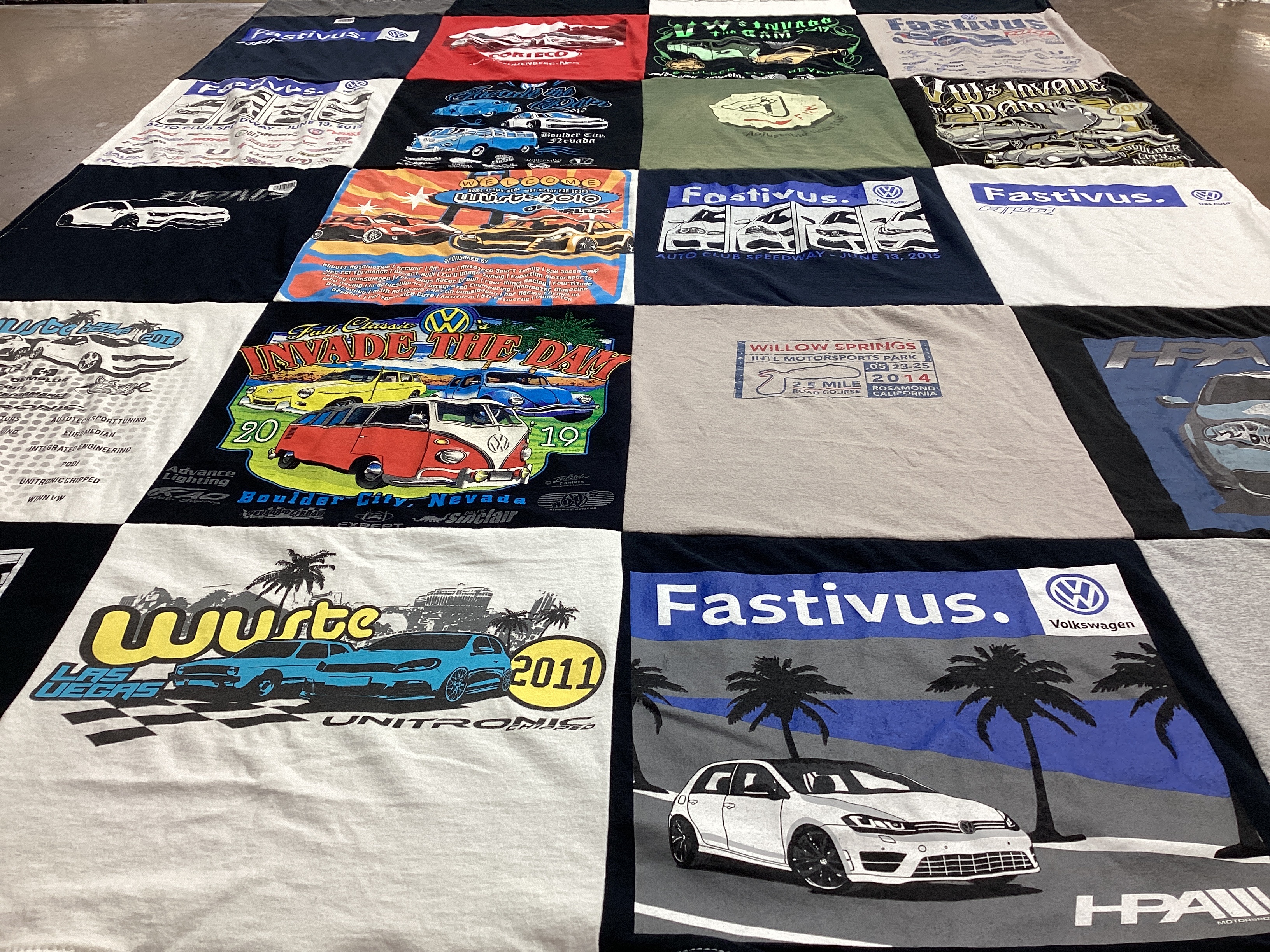 T-shirt quilt with cars, automobiles themes by Jeffrey from NV