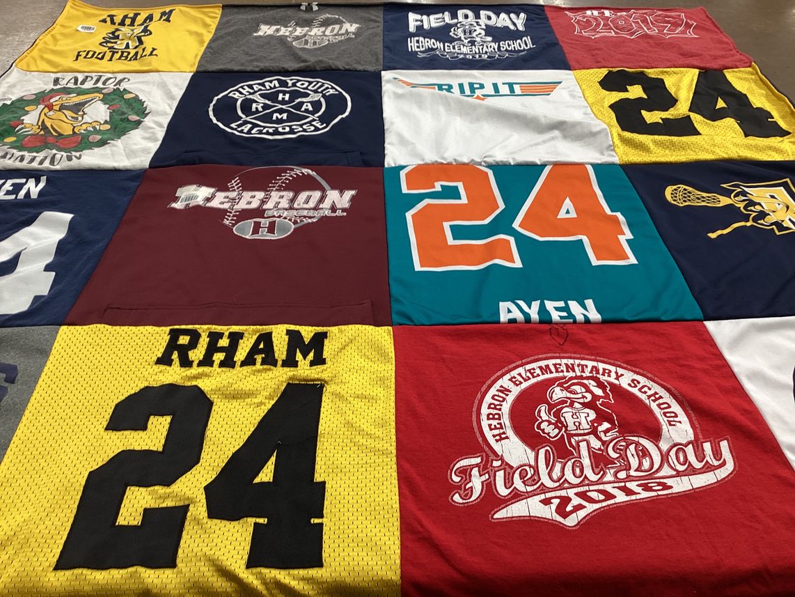 T-shirt quilt featuring rham football, rham lacrosse by Kelly from CT