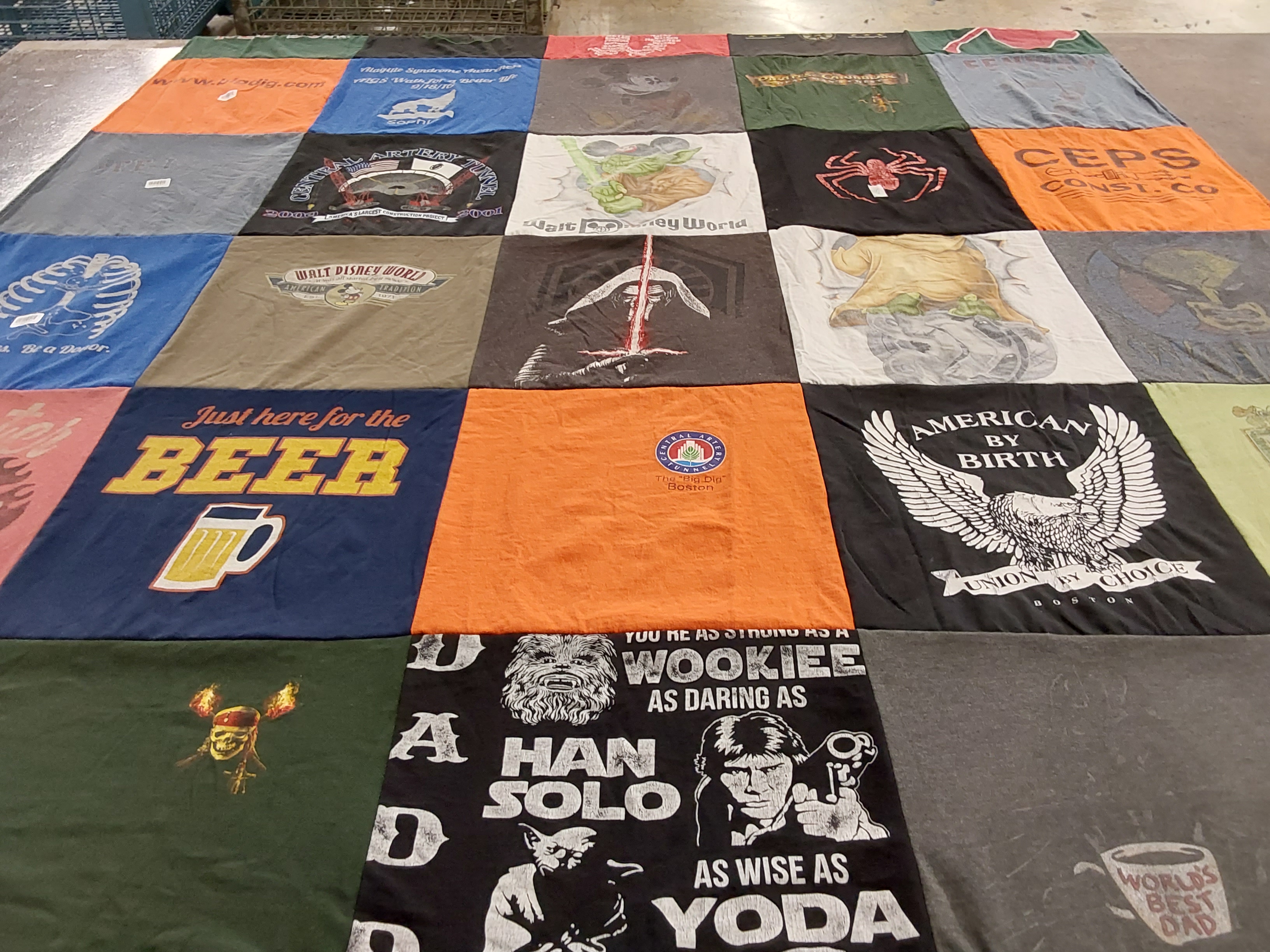 T-shirt quilt with beer, walt disney world themes by Jodi from MA