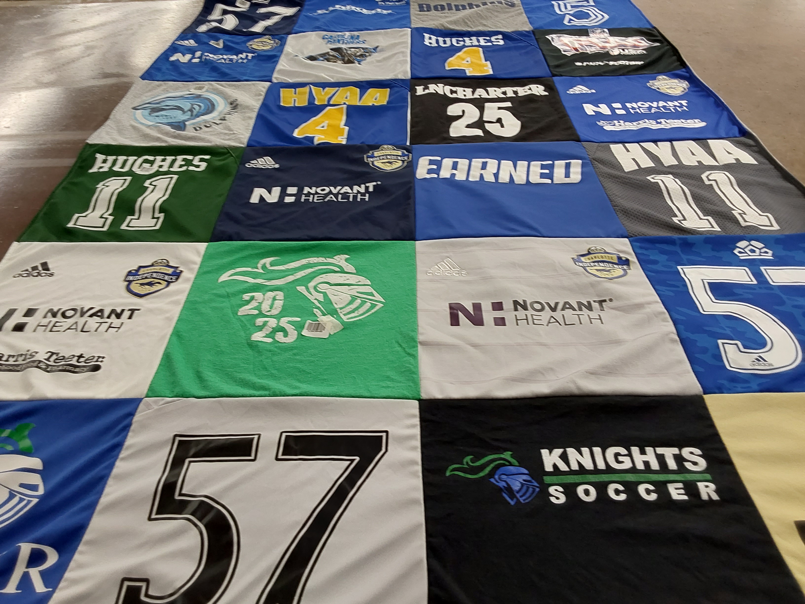 T-shirt quilt featuring knights soccer by Melissa from NC