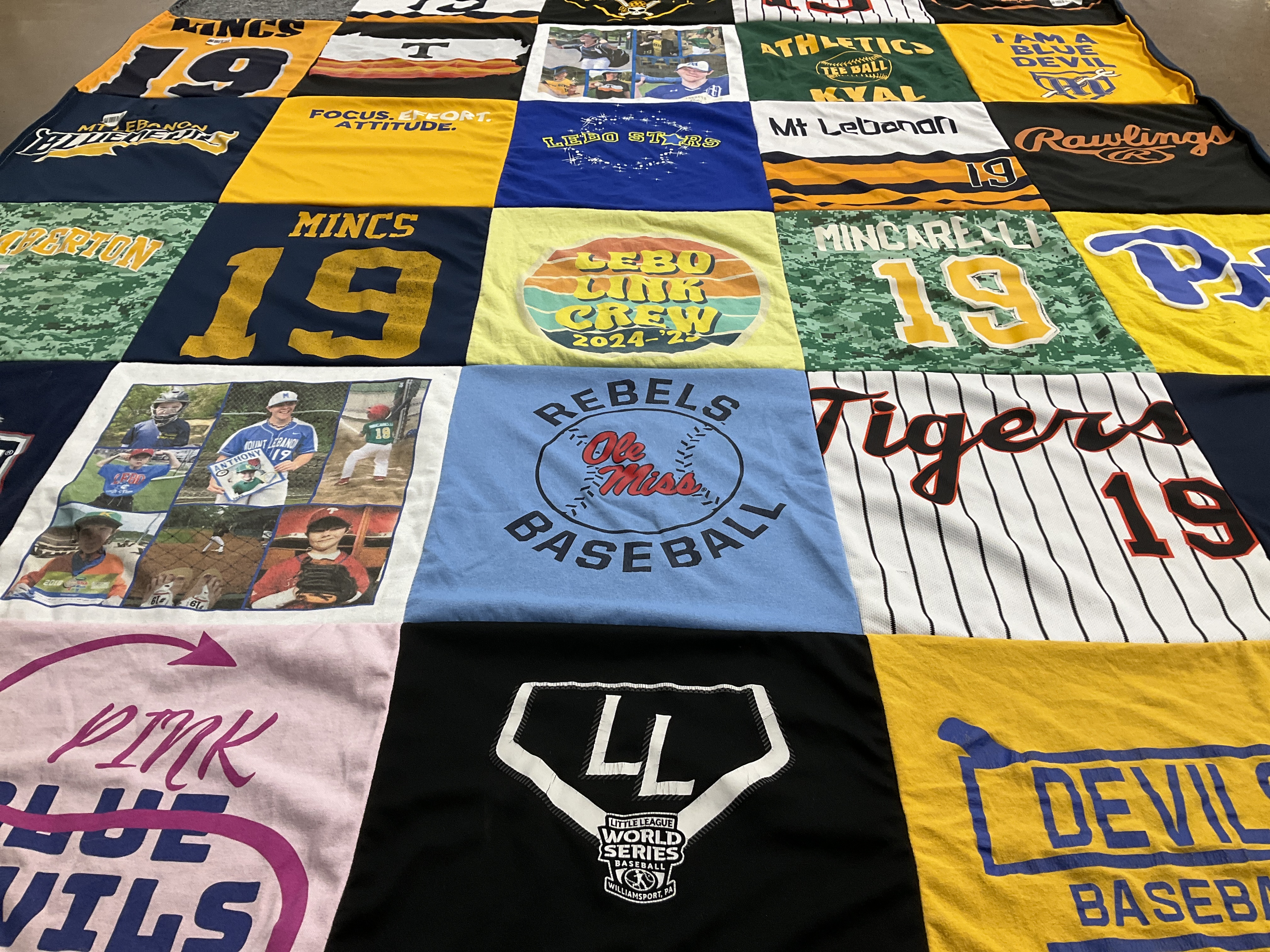 T-shirt quilt featuring ole miss baseball, devil hills baseball by Lisa from PA