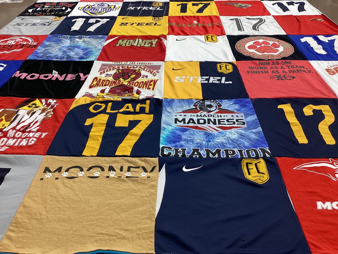 T-shirt quilt from cardinal mooney high school by Marcy from FL