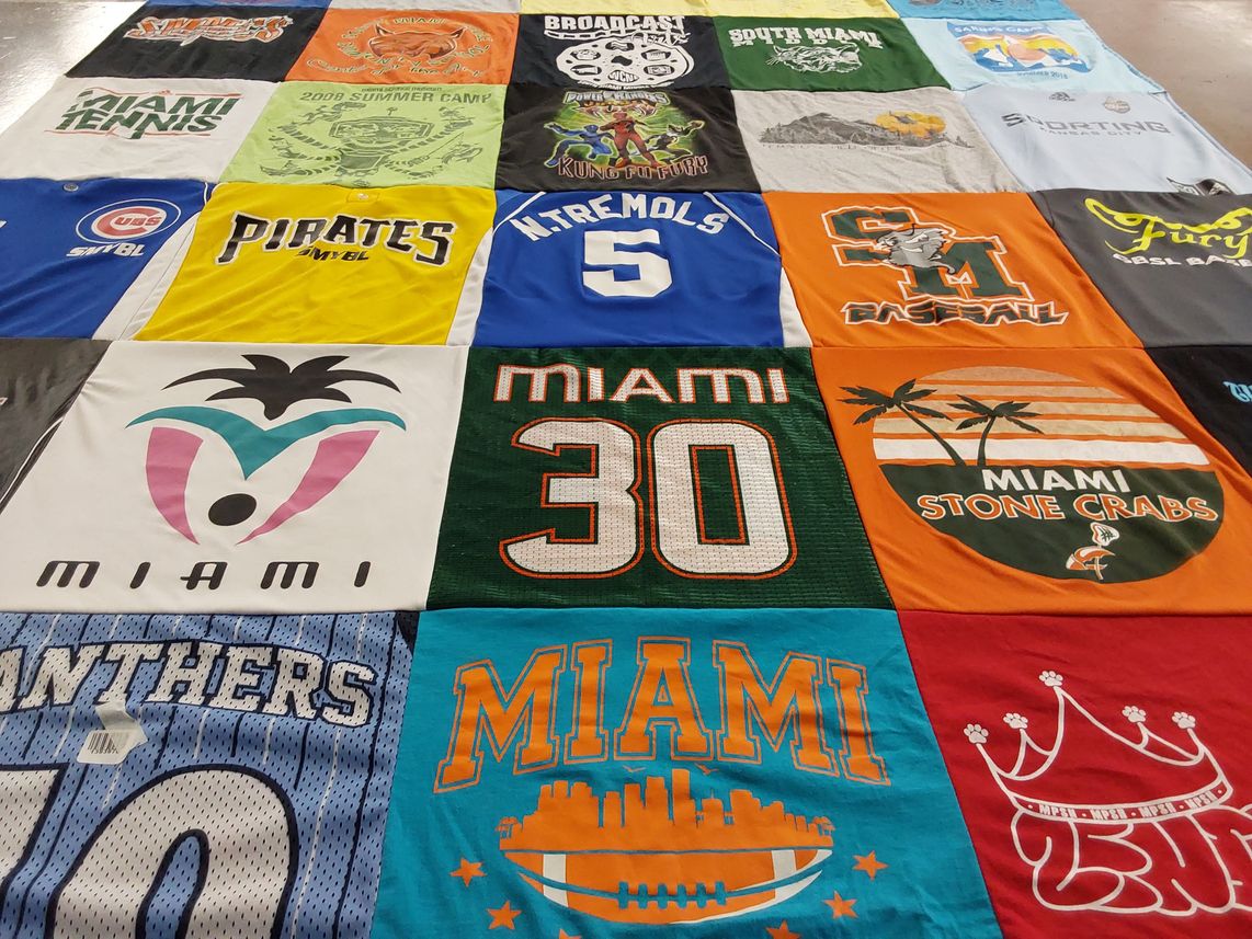 T-shirt quilt with sports, baseball themes by Kim from FL