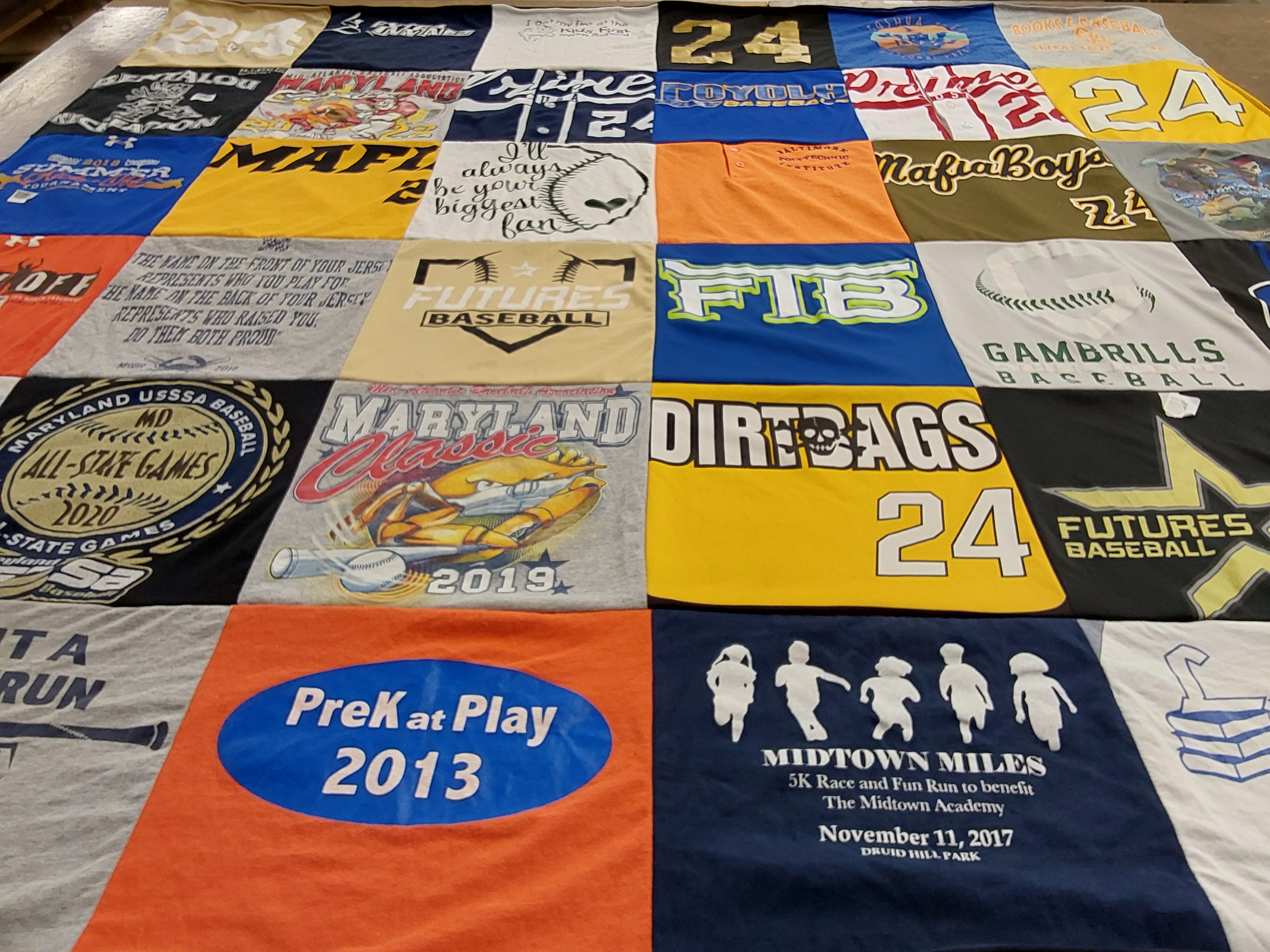 T-shirt quilt featuring dirtbags, gambrills baseball by Tia from MD