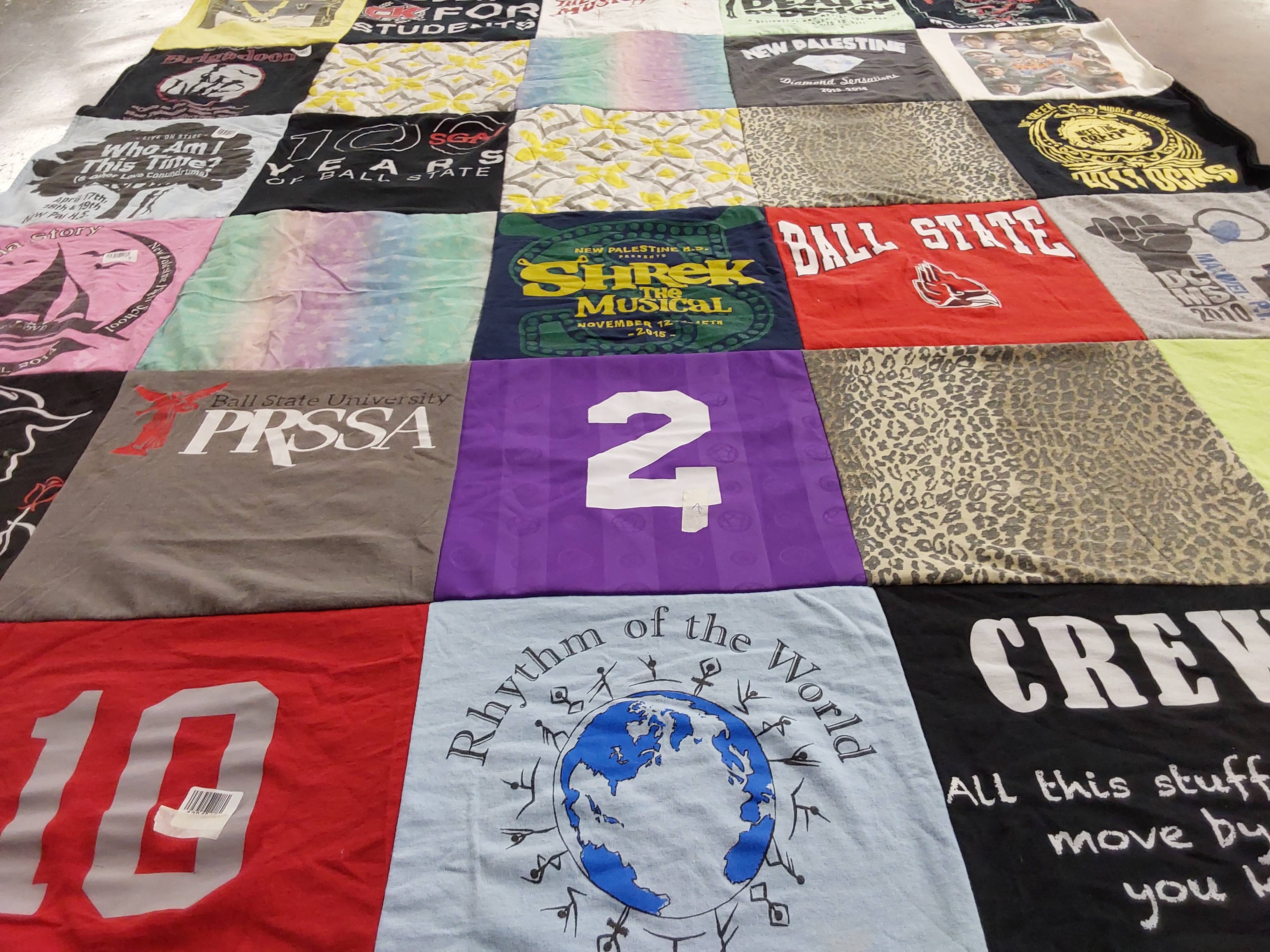 T-shirt quilt from ball state university by Eve from IN
