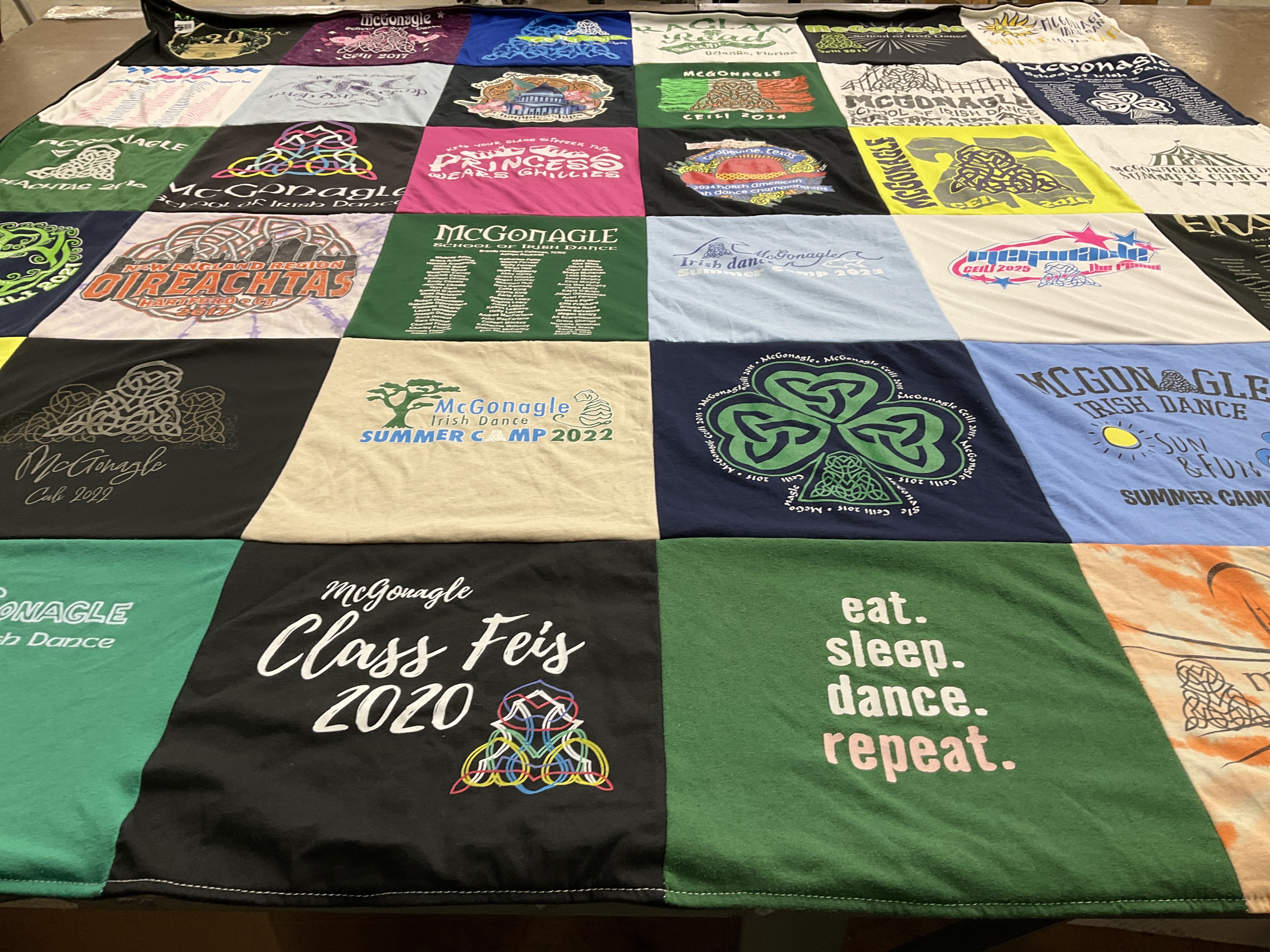 T-shirt quilt with irish dance themes by Jennifer from MA