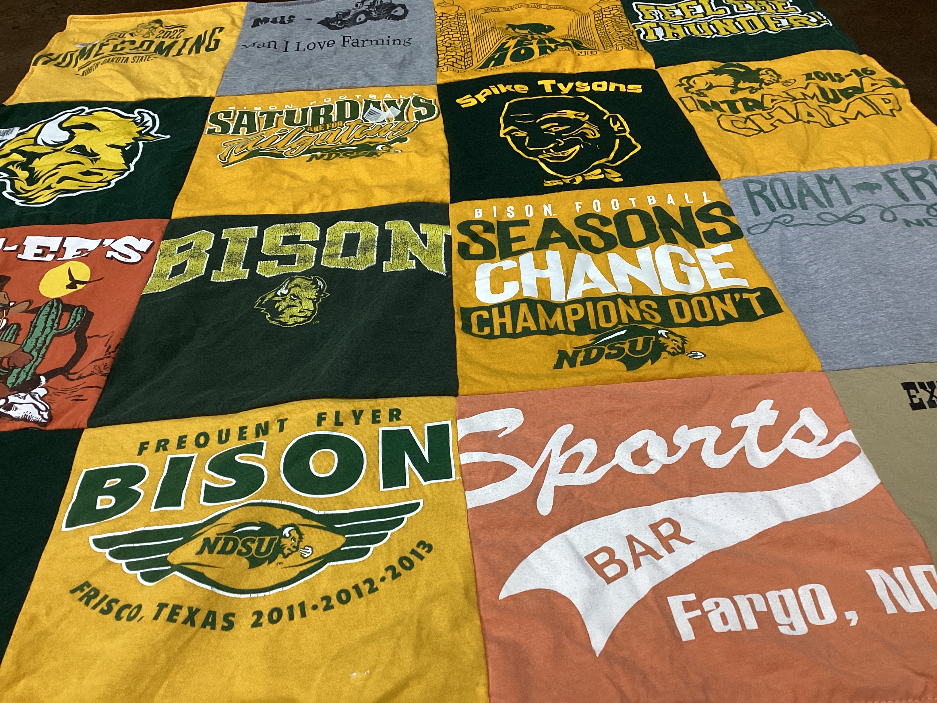 T-shirt quilt featuring north dakota state university bison football by Paige from MN