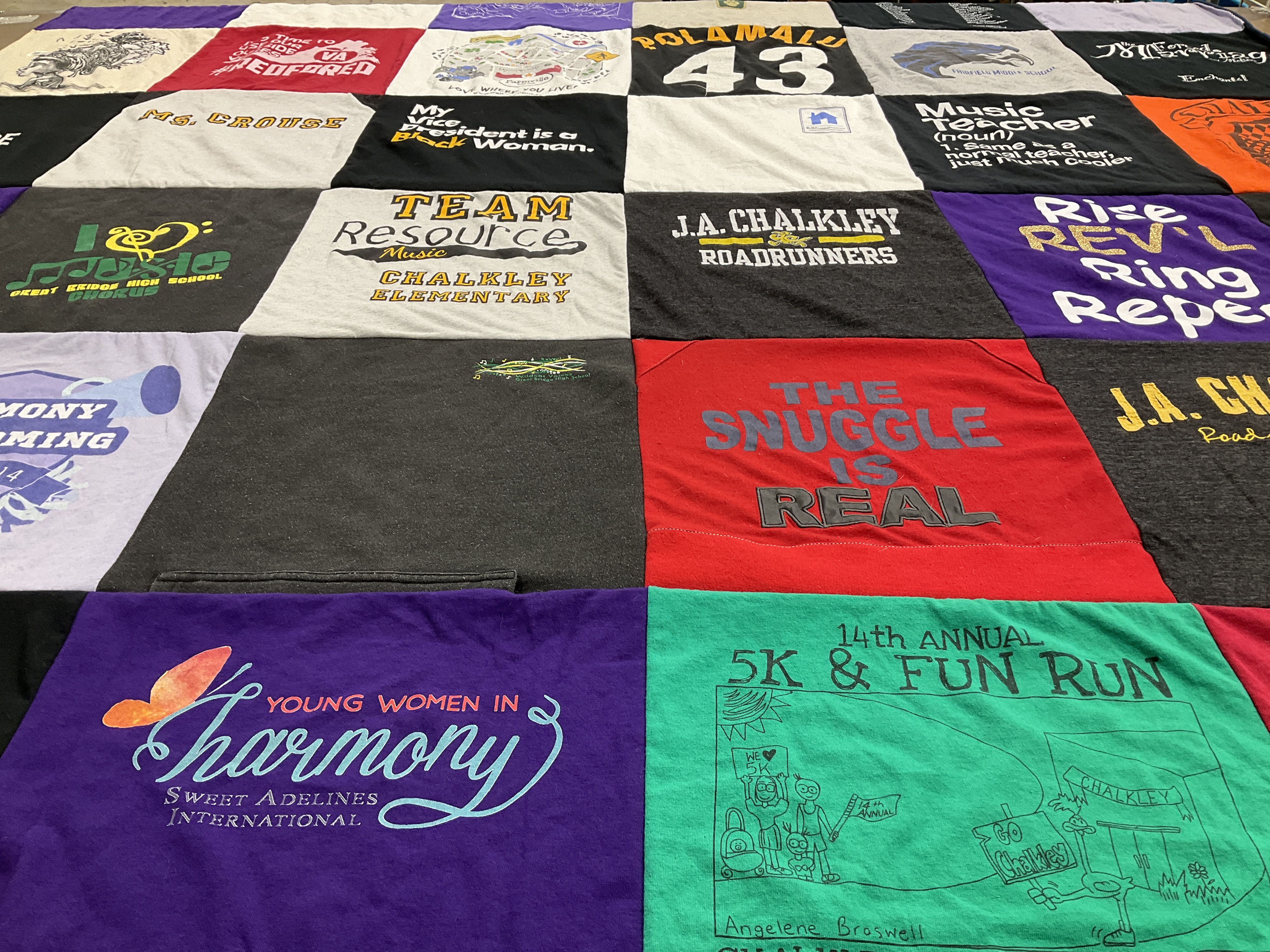 T-shirt quilt featuring j.a. chalkley roadrunners by Vera from VA