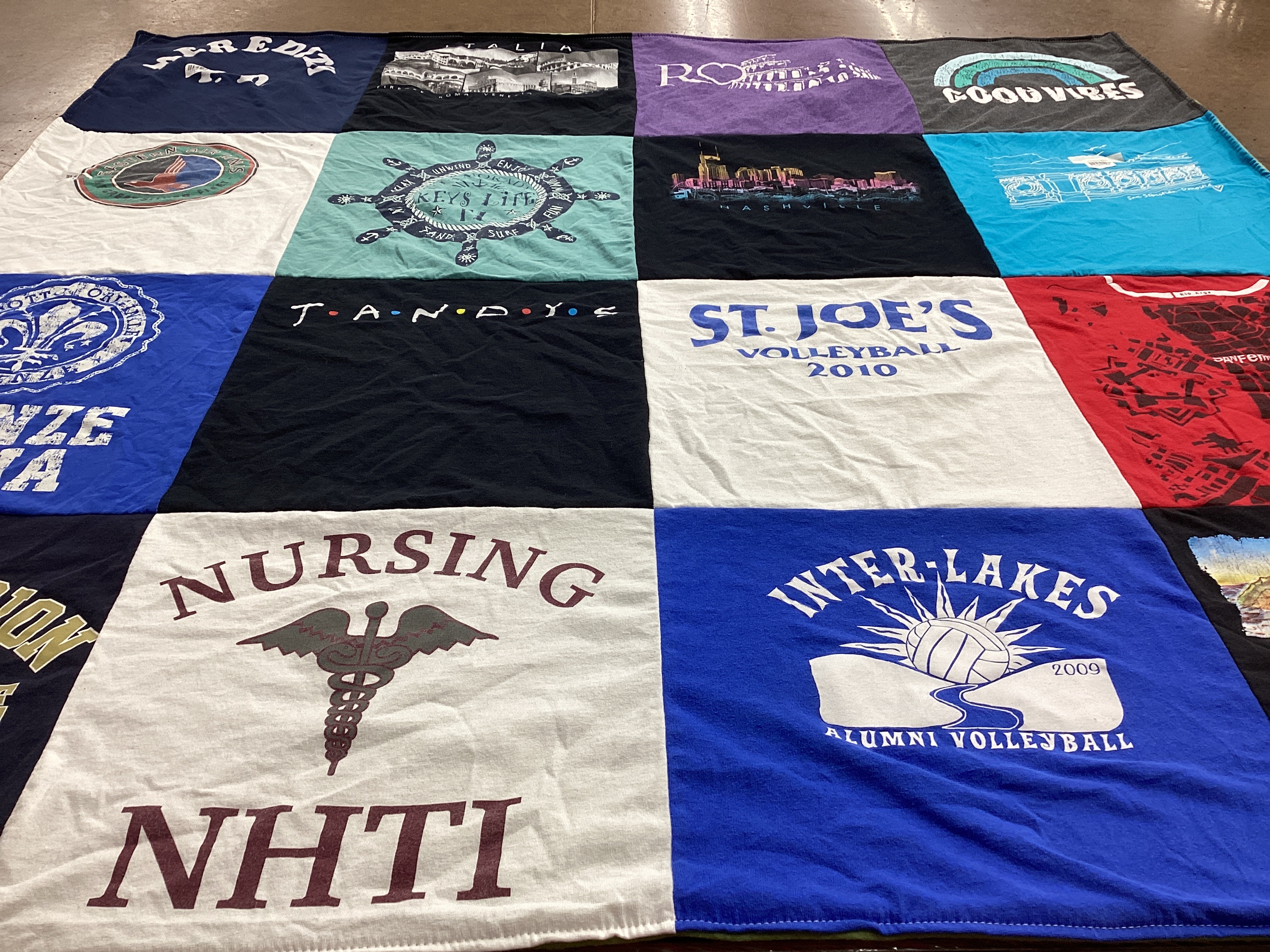 T-shirt quilt from new hampshire institute of technology, inter-lakes high school by Laura from FL