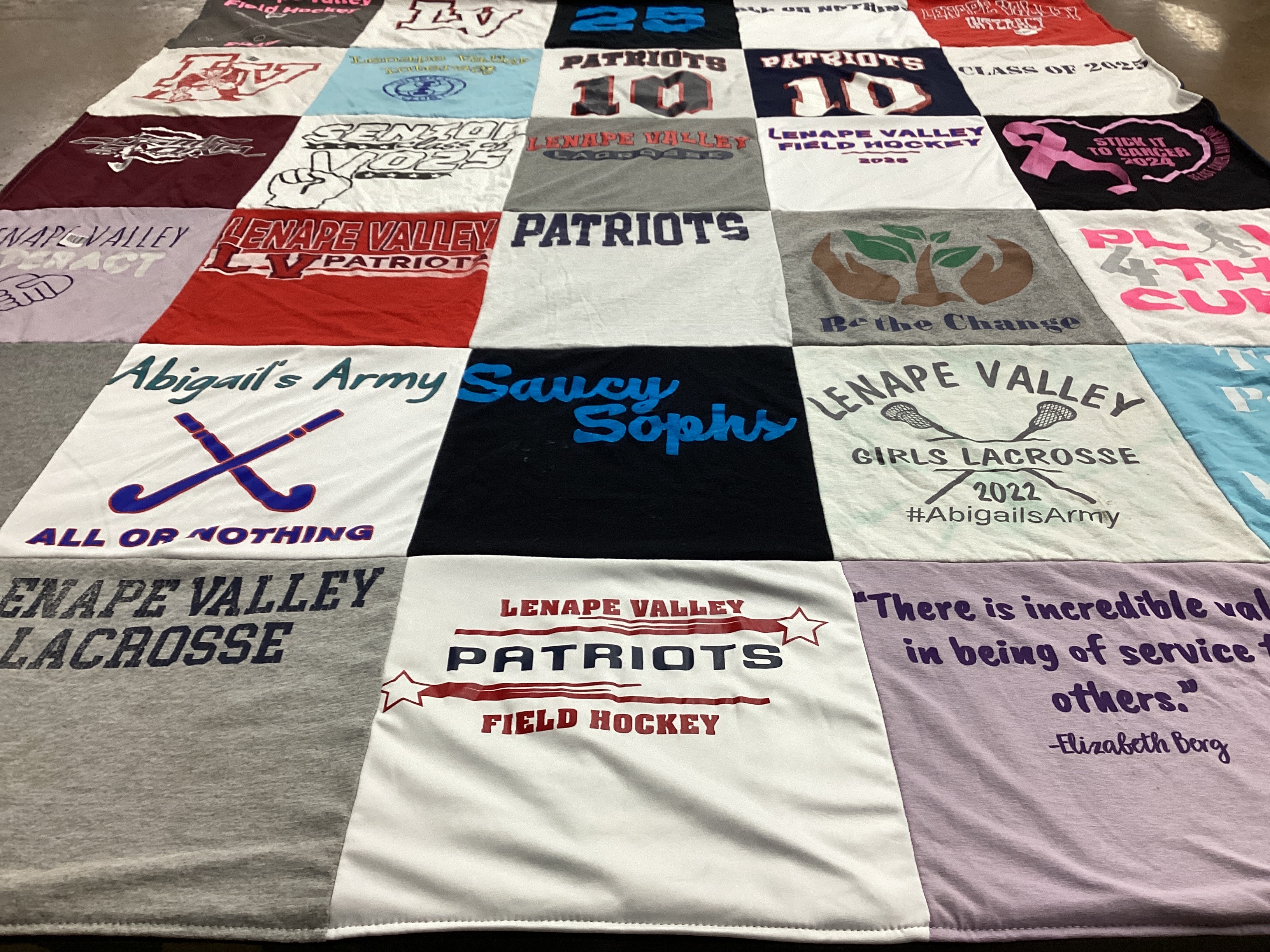 T-shirt quilt featuring lenape valley patriots by Jennifer from NJ