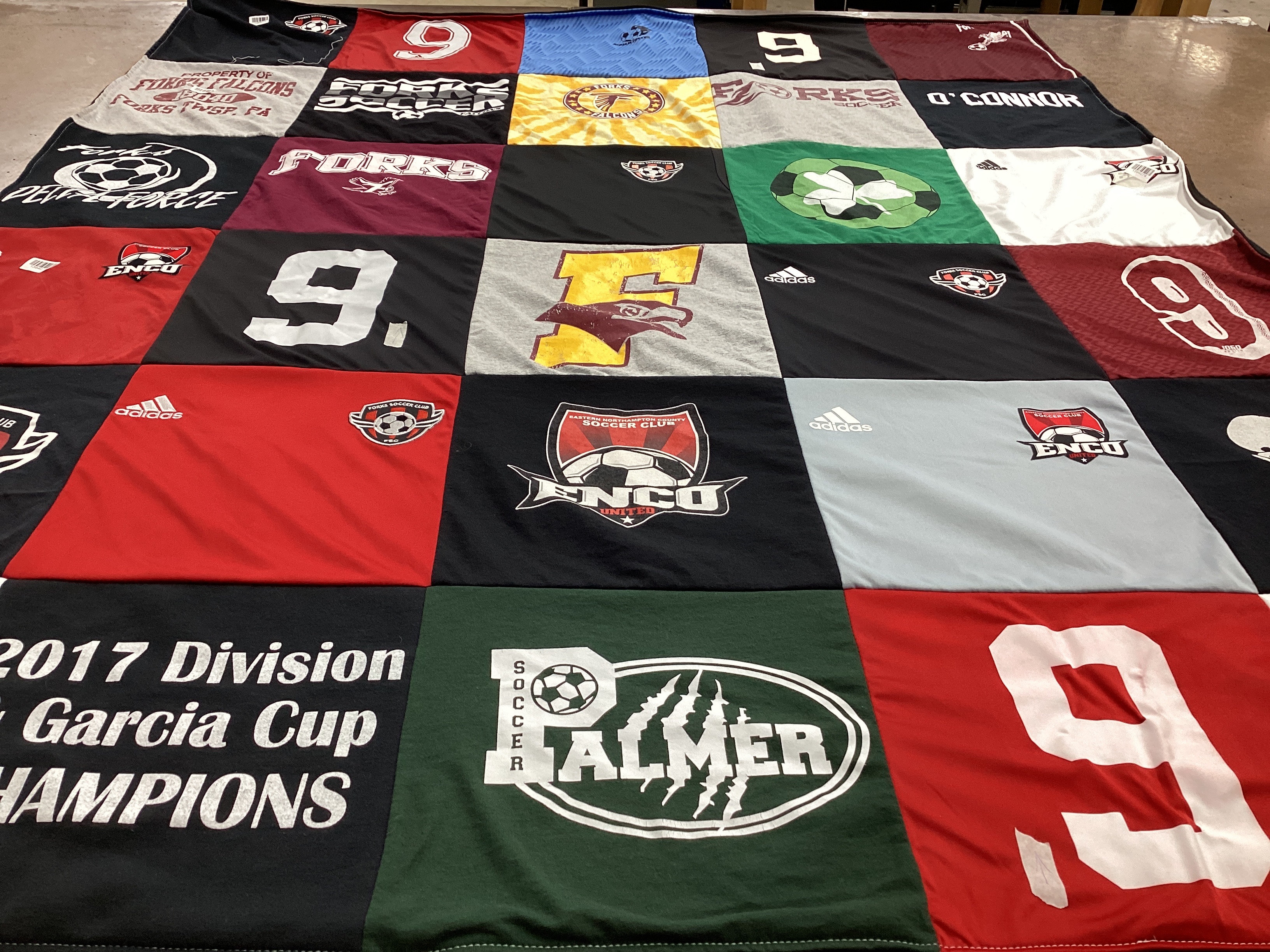 T-shirt quilt featuring eastern new mexico university soccer team by Ellen from PA