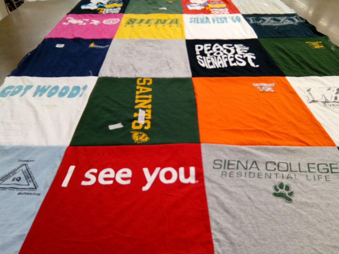 T-shirt quilt featuring siena college saints by Ann from NJ