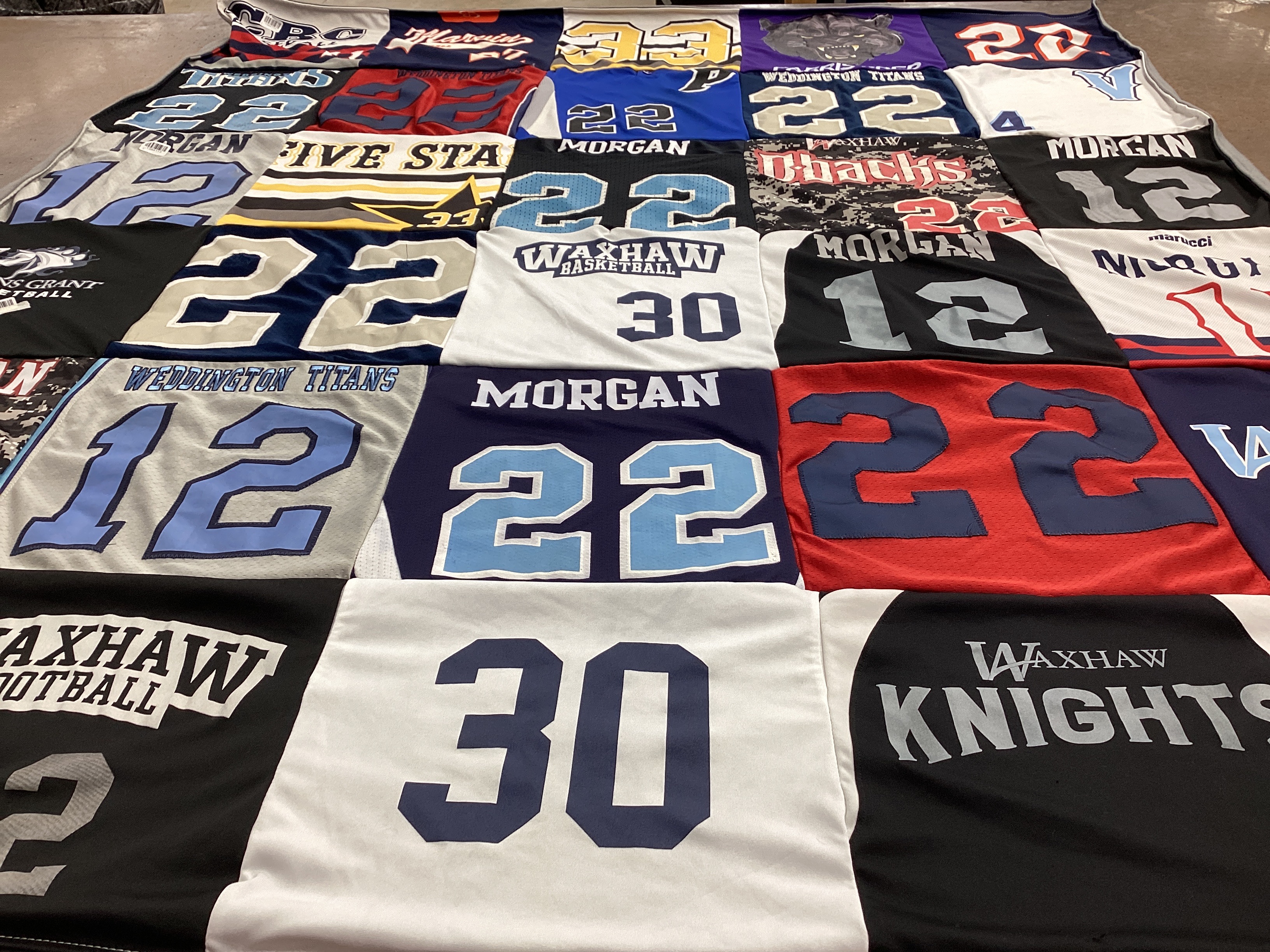 T-shirt quilt featuring waxhaw knights, weddington titans by Lynn from NC