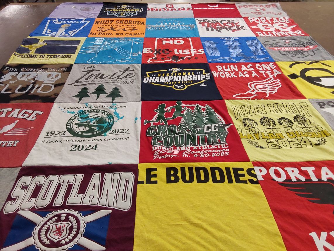 T-shirt quilt featuring portage high school cross country, valley high school cross country by Tiffany from IN