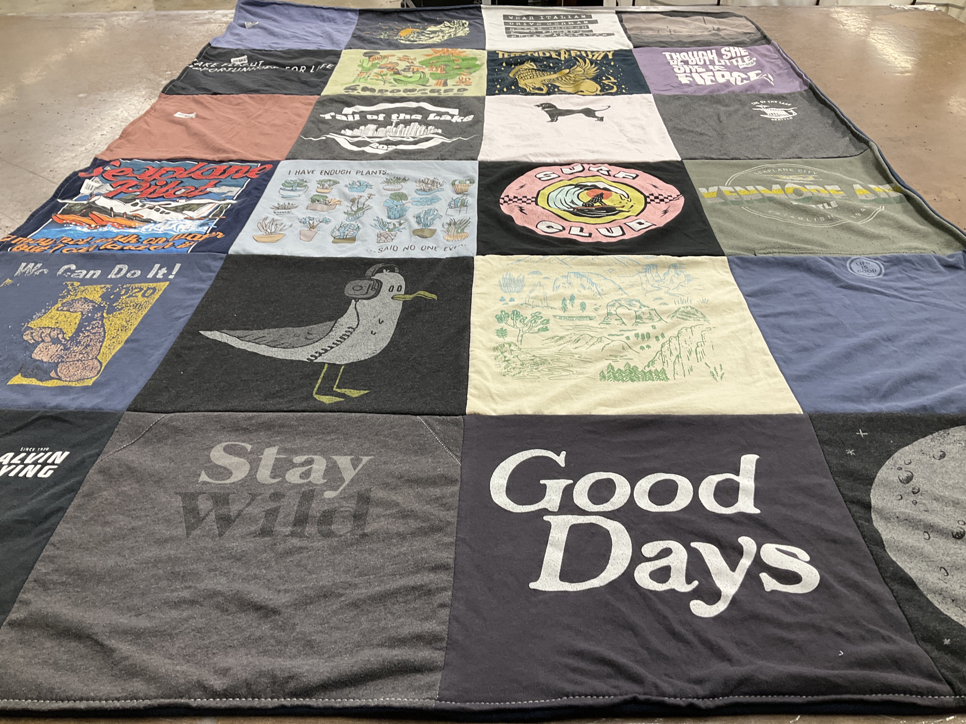 T-shirt quilt with nature, environment themes by Susanne from WA