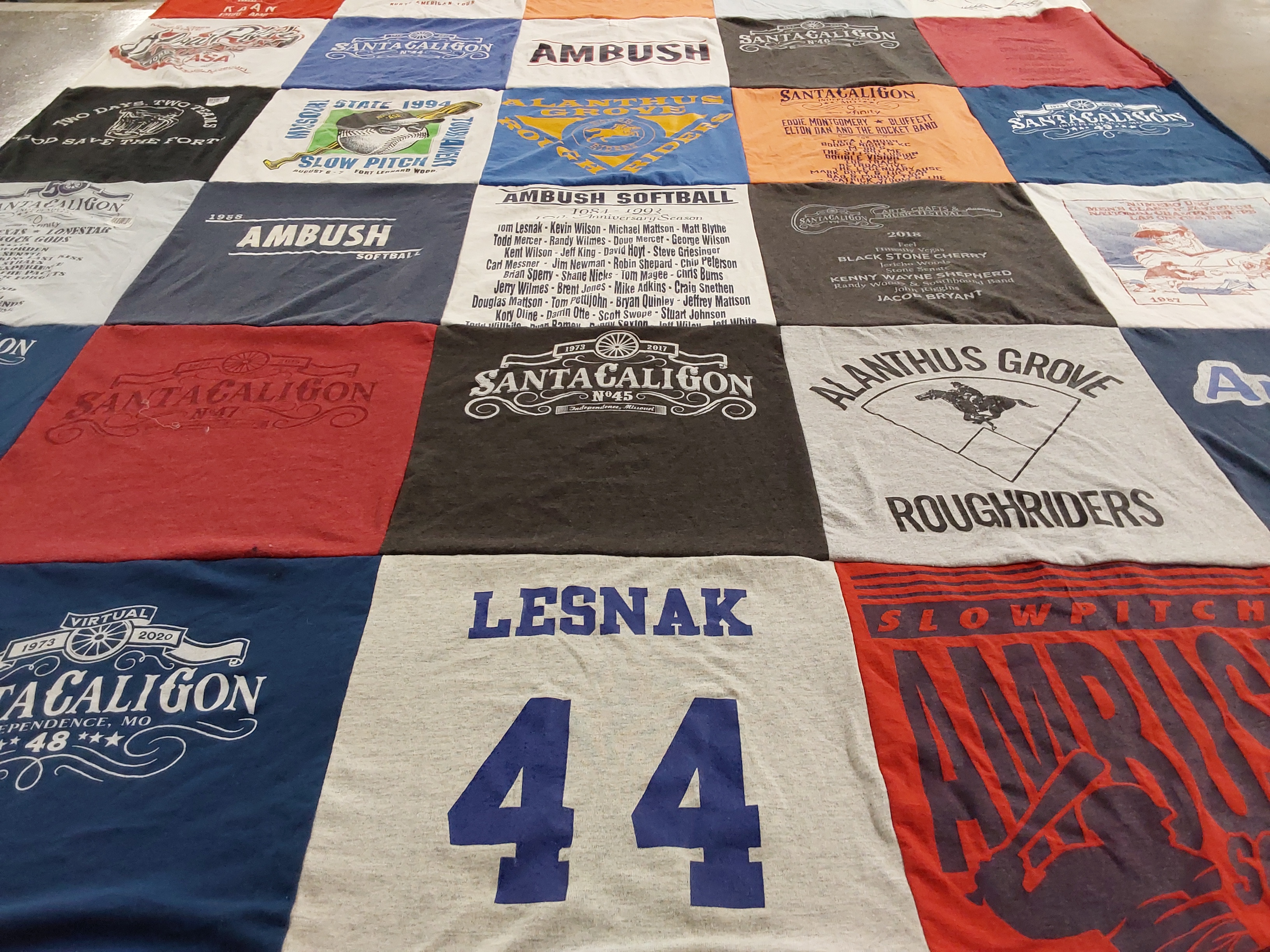 T-shirt quilt with softball themes by Tom from MO