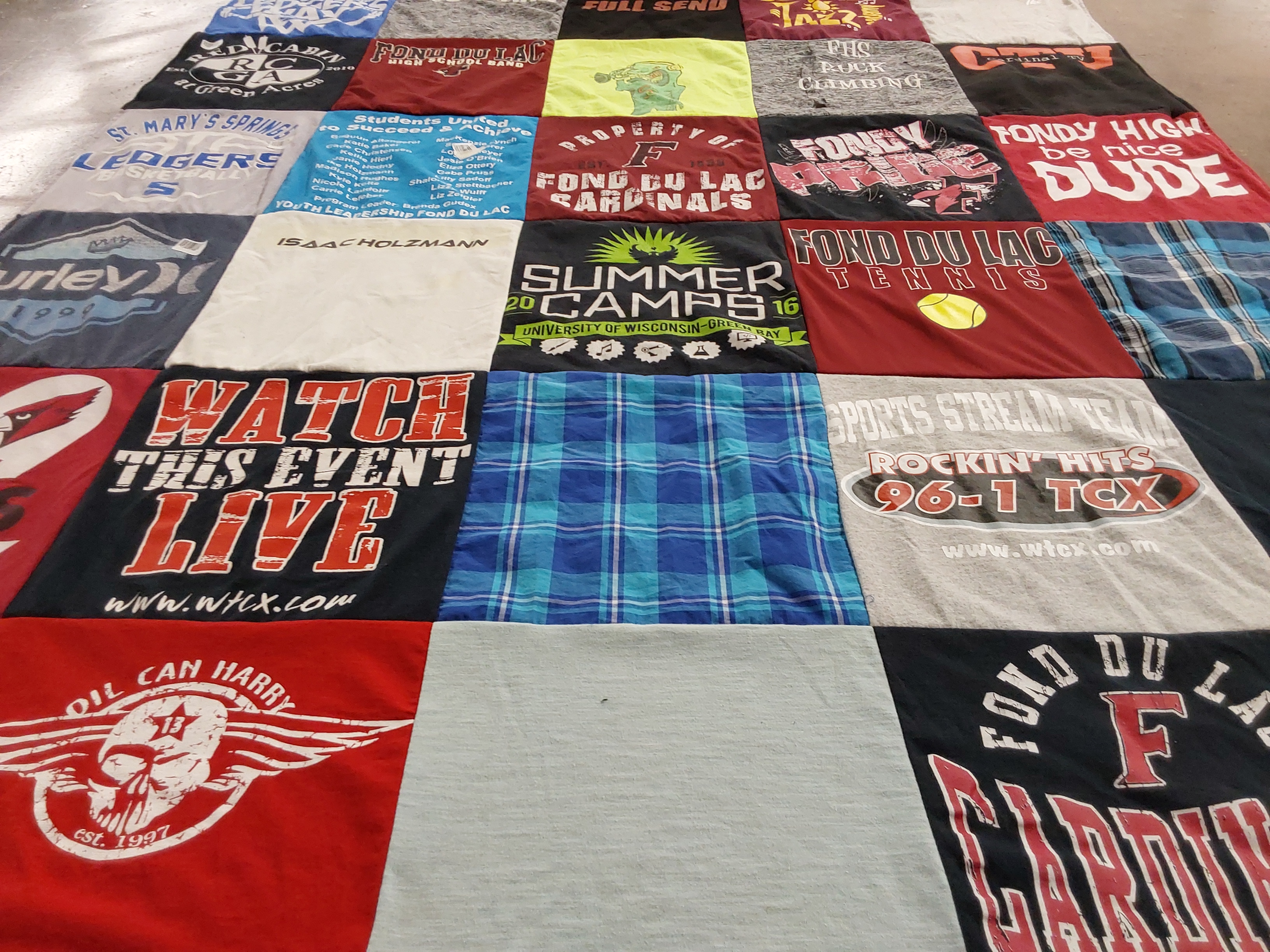 T-shirt quilt featuring fond du lac cardinals by Jennie from WI