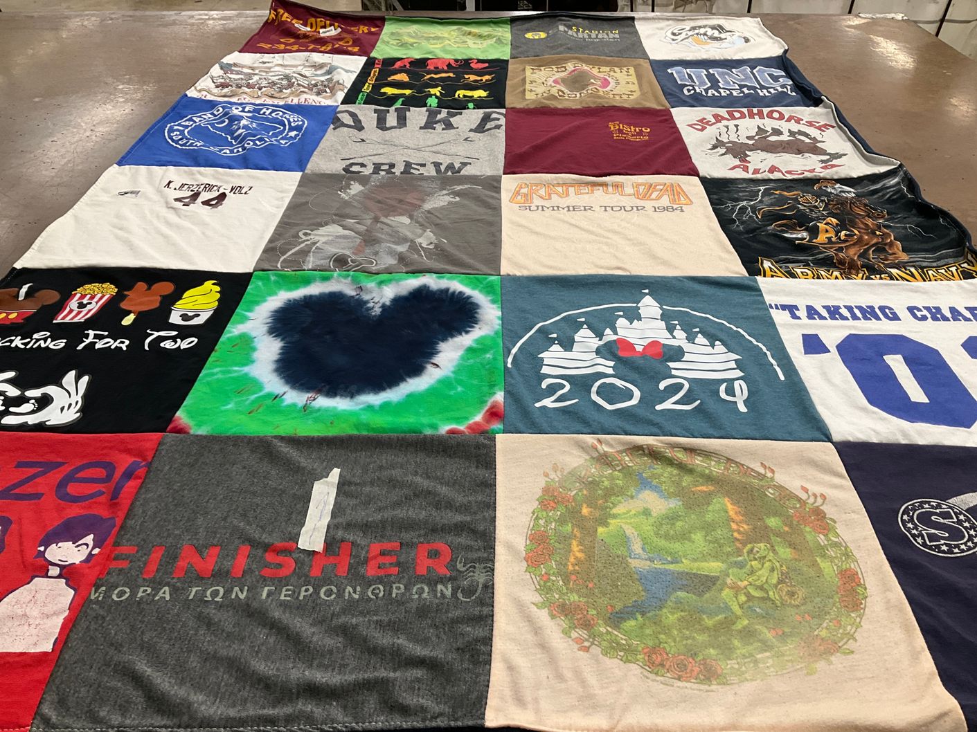 T-shirt quilt from unc chapel hill university, duke university by Kira from PA