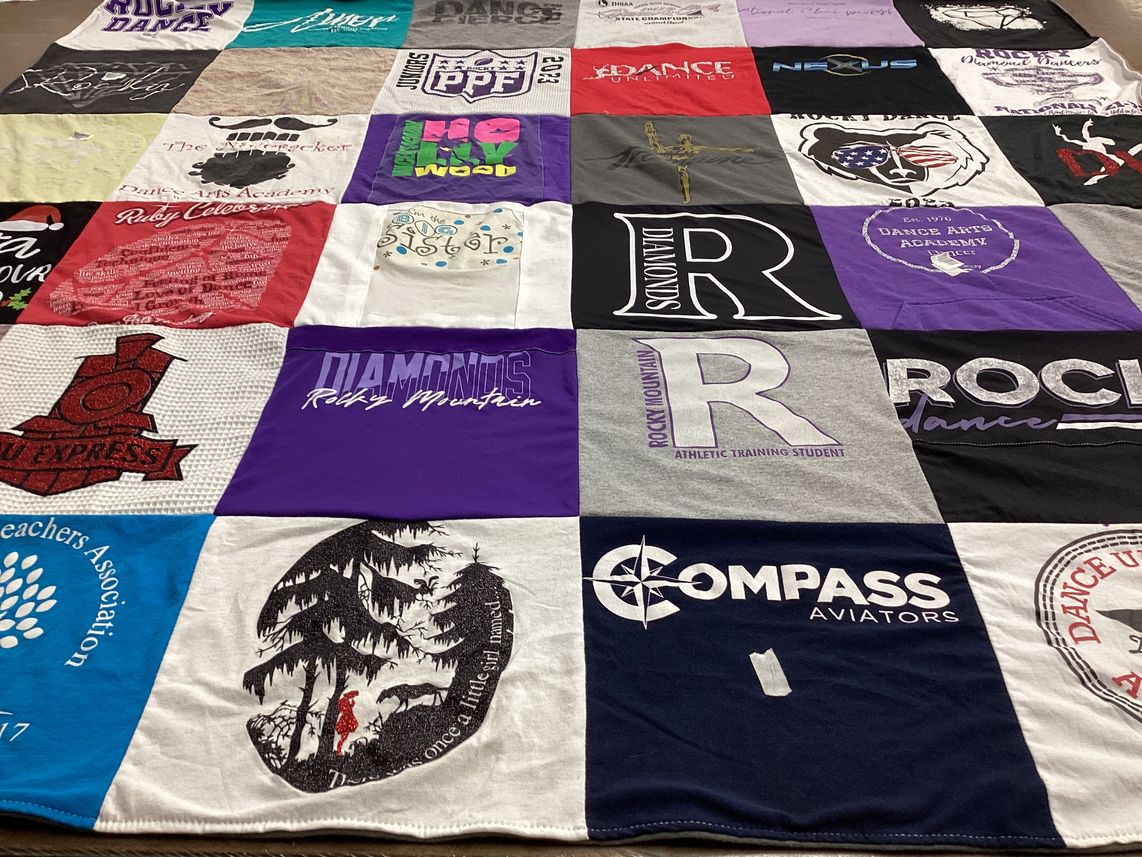 T-shirt quilt featuring rocky mountain athletic training student by Jennifer from ID