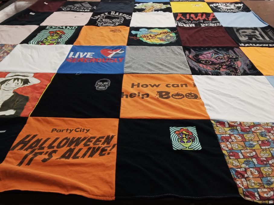 T-shirt quilt with halloween, parties themes by Savannah from IL