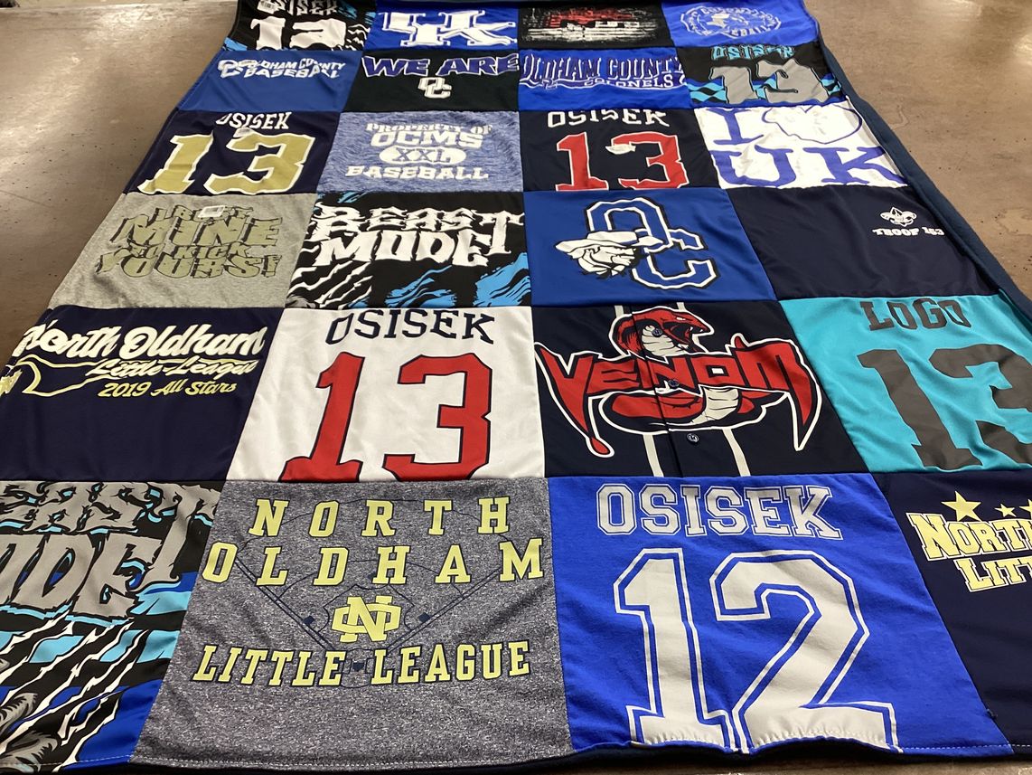 T-shirt quilt featuring north oldham little league, oldham county high school baseball by Jody from KY