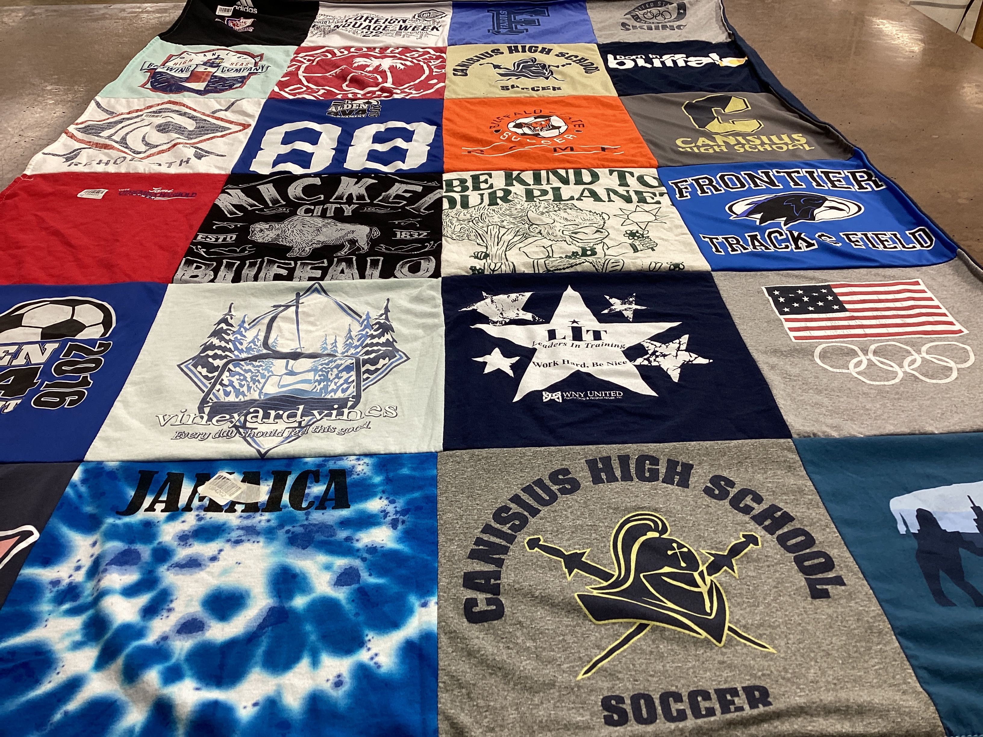 T-shirt quilt featuring canisius high school soccer, frontier track and field by Tamara from NY
