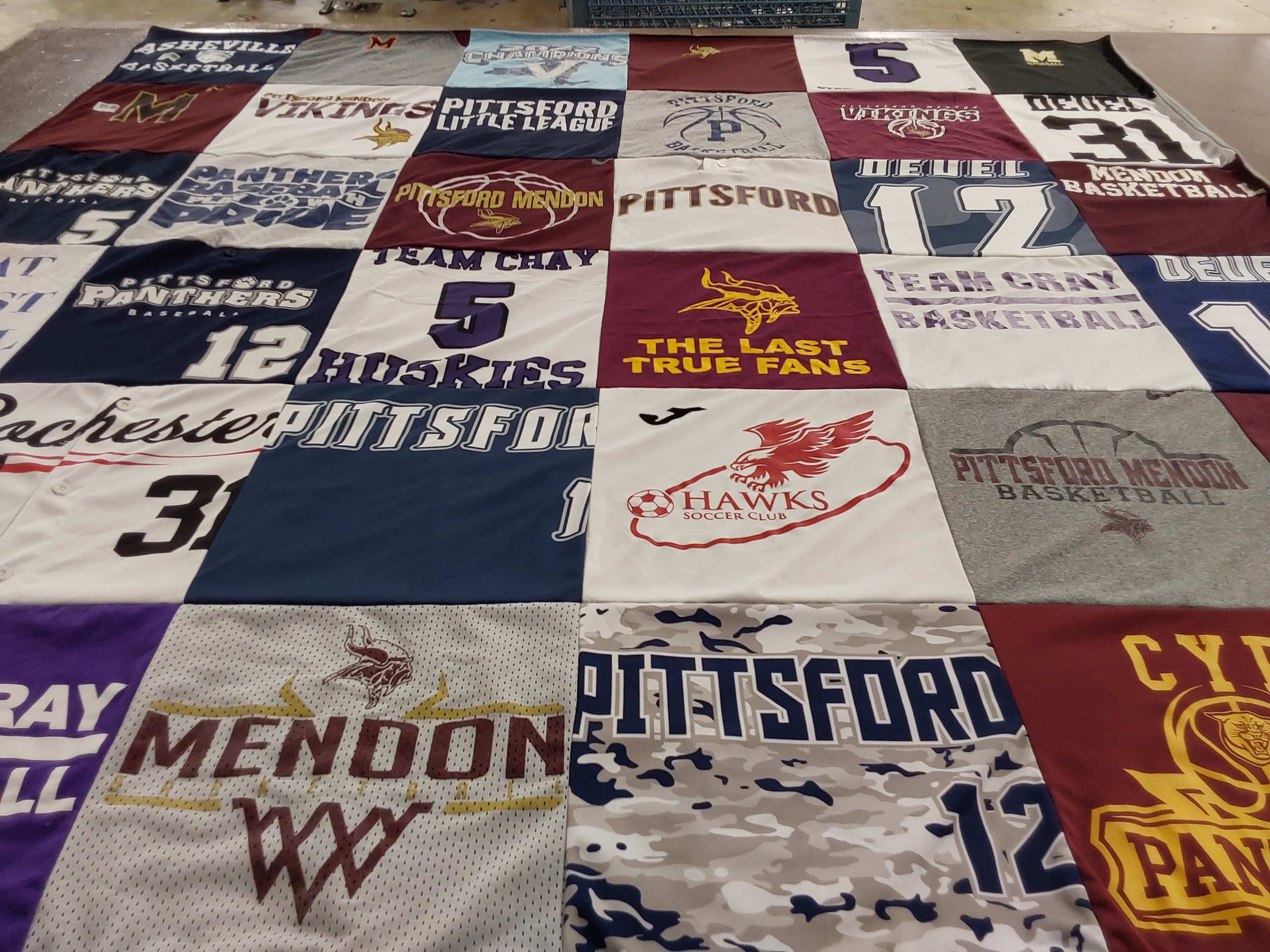 T-shirt quilt featuring pittsford panthers baseball, pittsford mendon basketball by Colleen from TN