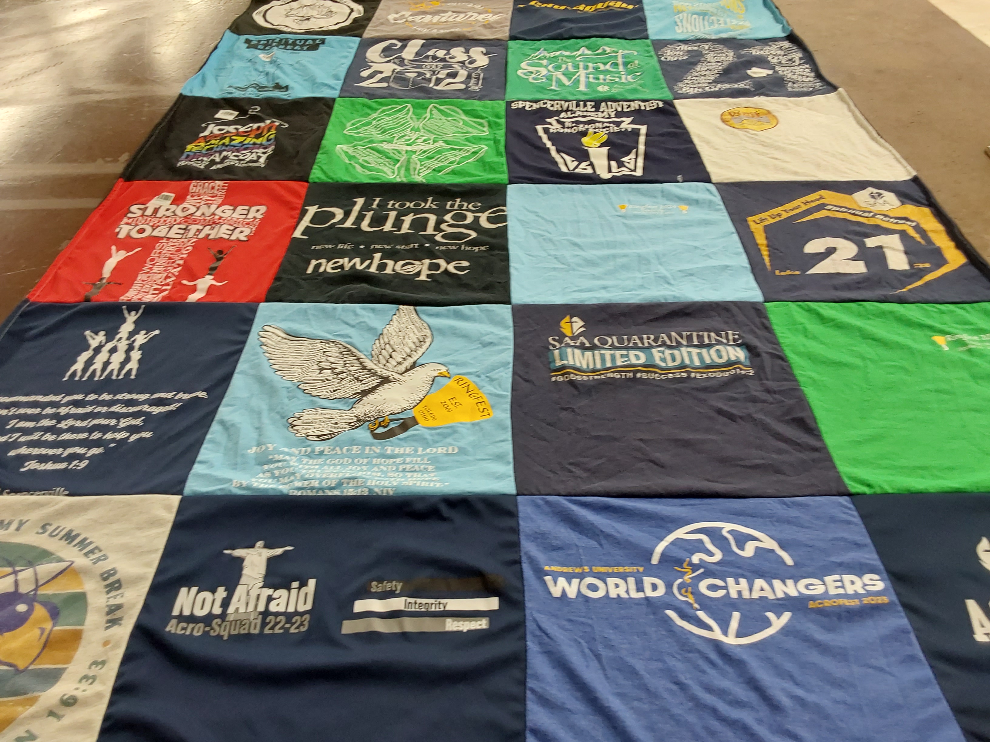 T-shirt quilt featuring saa acrosquad by Kelly from MD