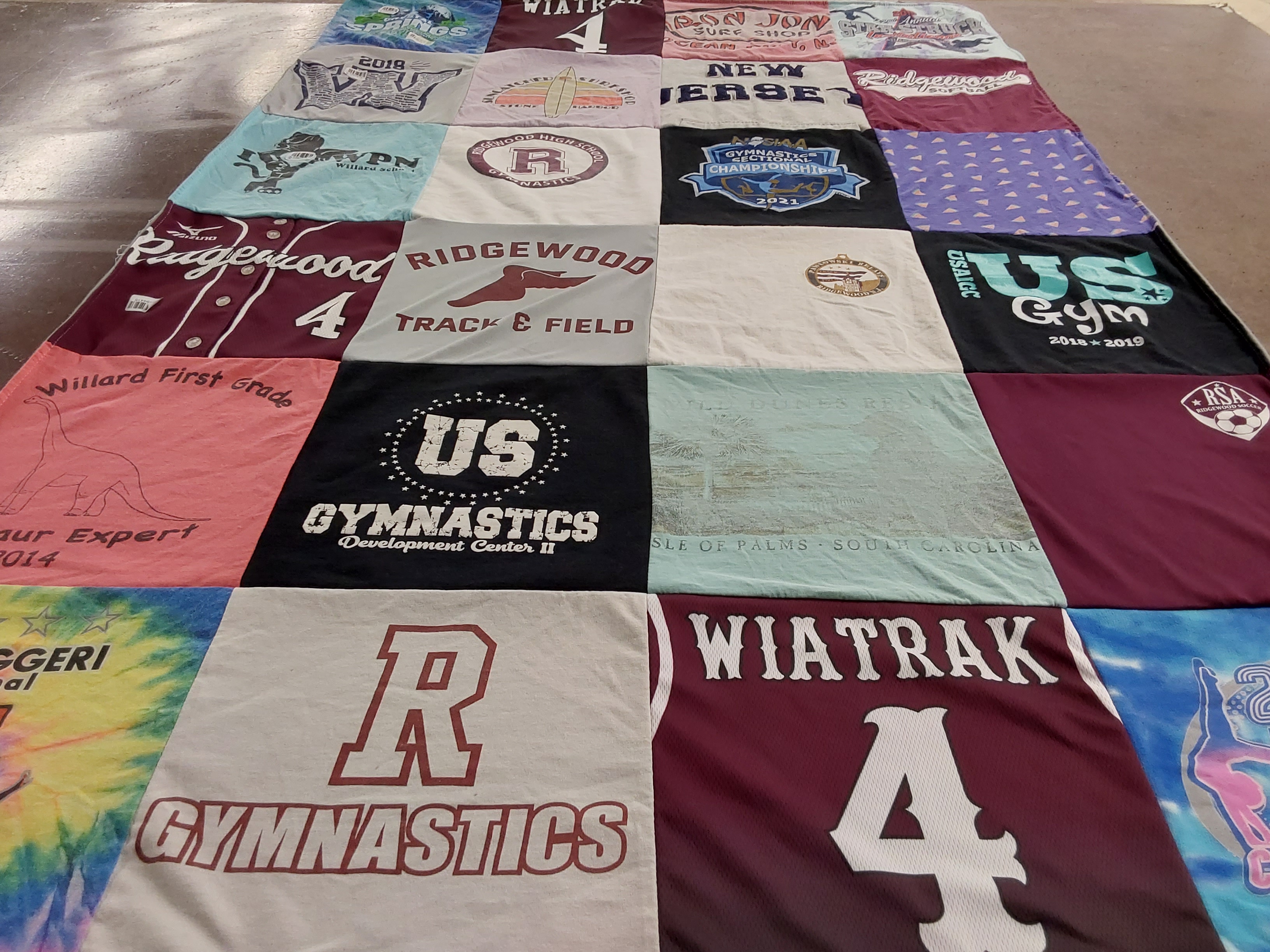 T-shirt quilt from ridgewood university, willard first grade by Terri from NJ
