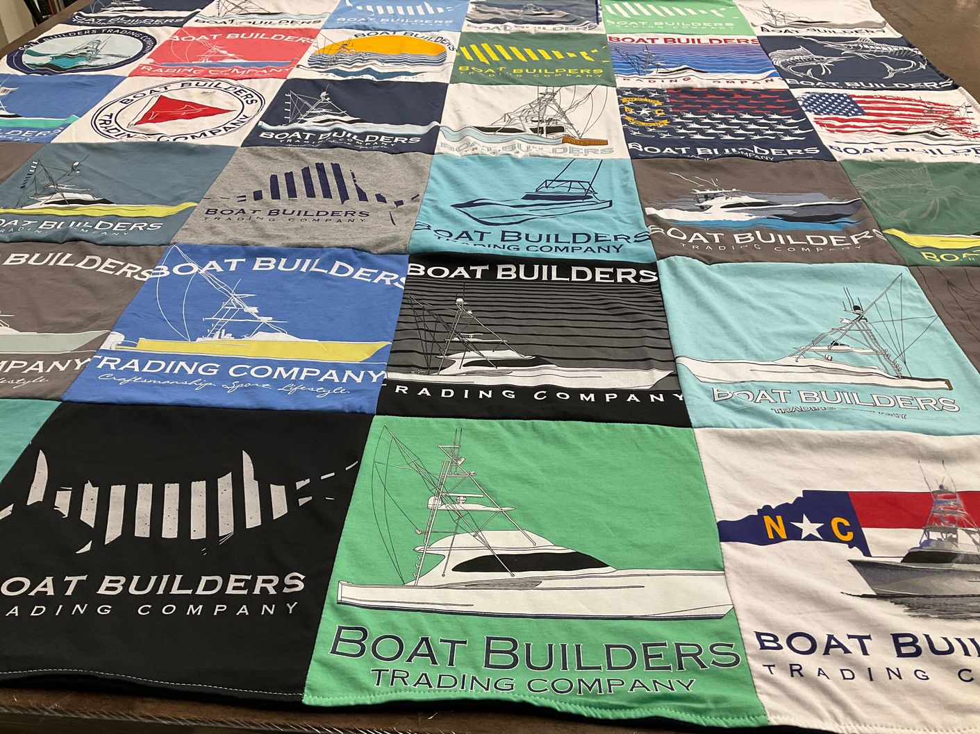 T-shirt quilt with boating, fishing themes by Christos from NC