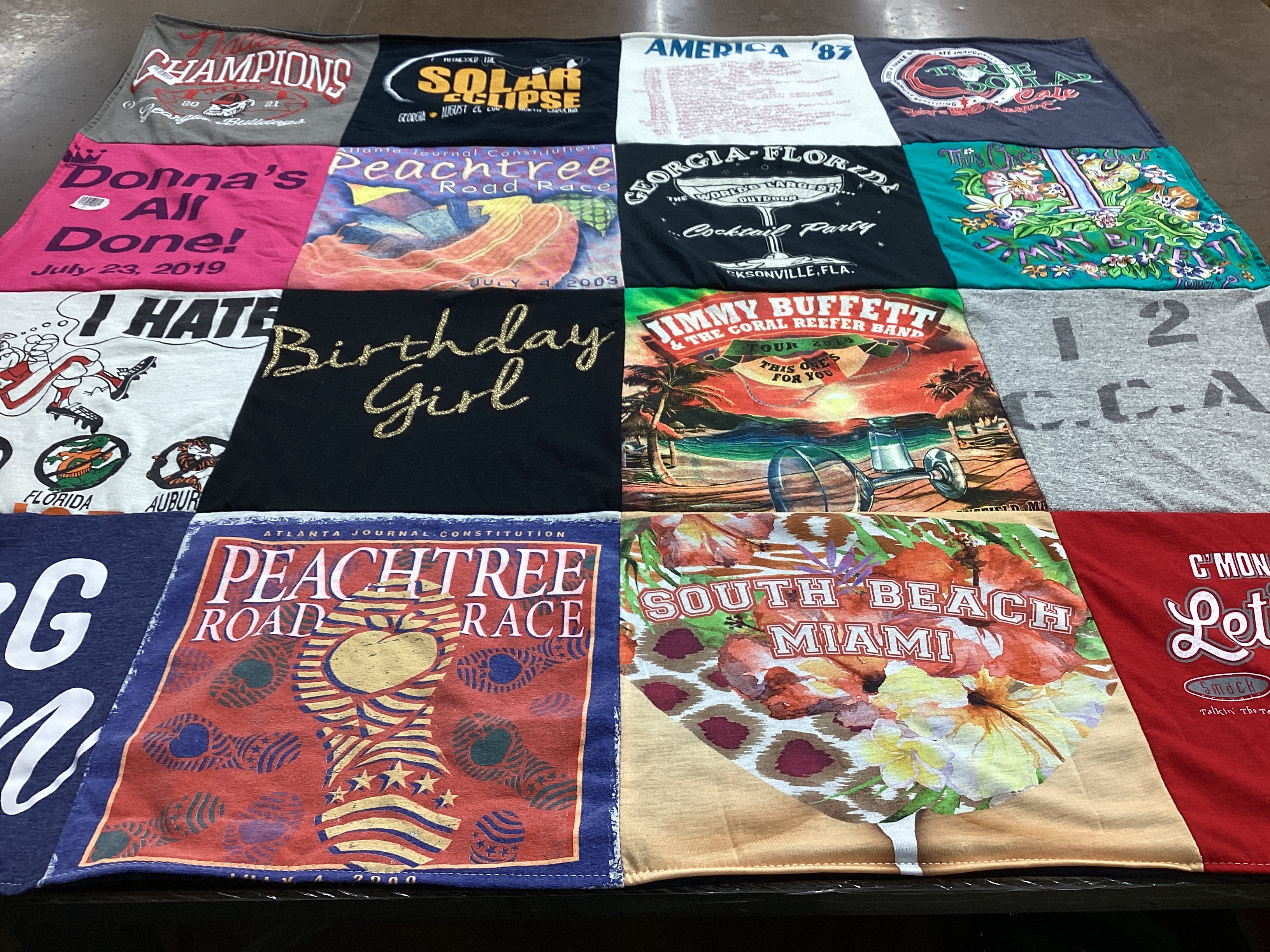T-shirt quilt with racing, florida themes by Karen from GA