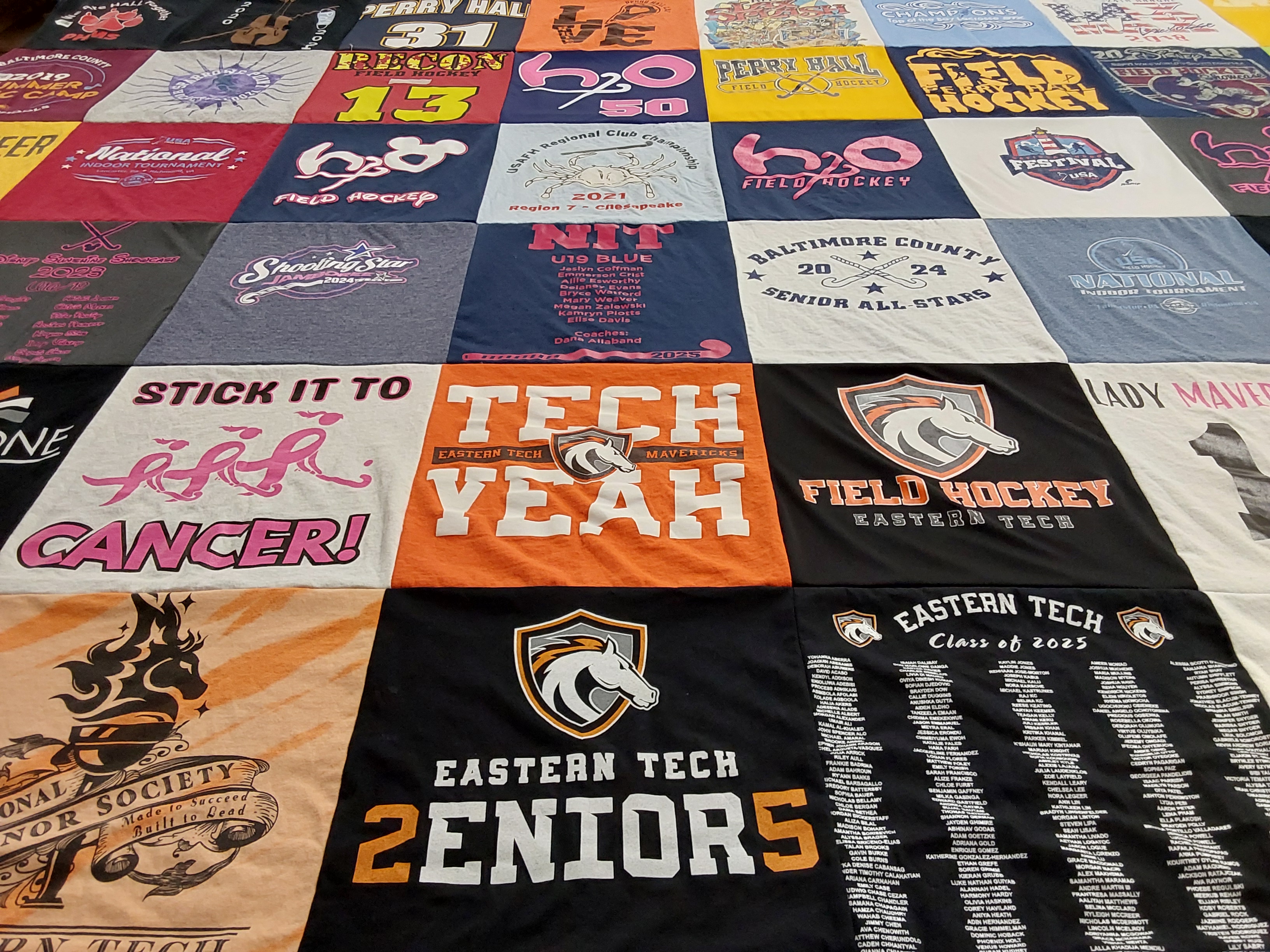 T-shirt quilt featuring eastern tech field hockey, mavericks by Rebecca from MD