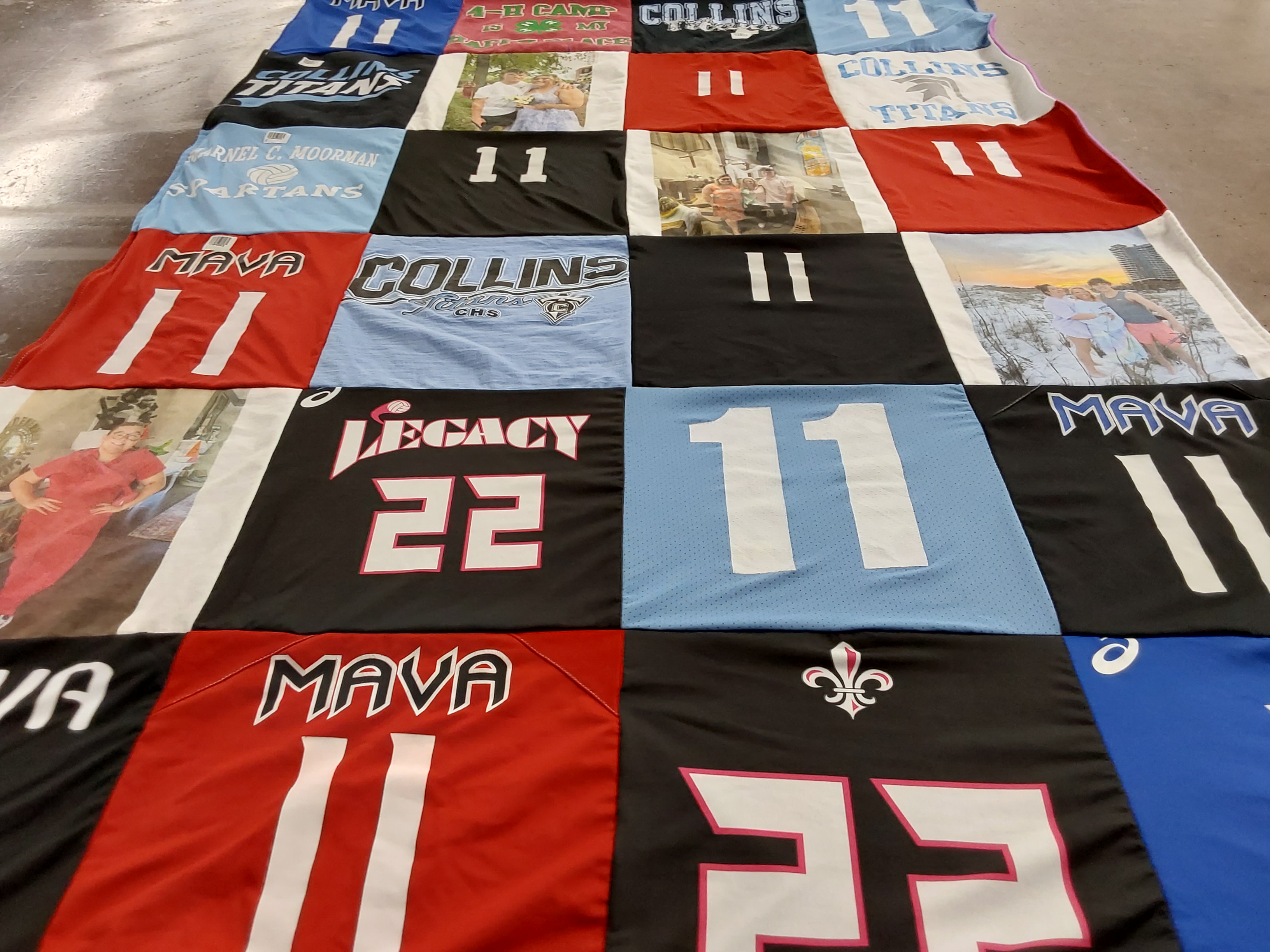 T-shirt quilt featuring spartans, titans by Linda from KY