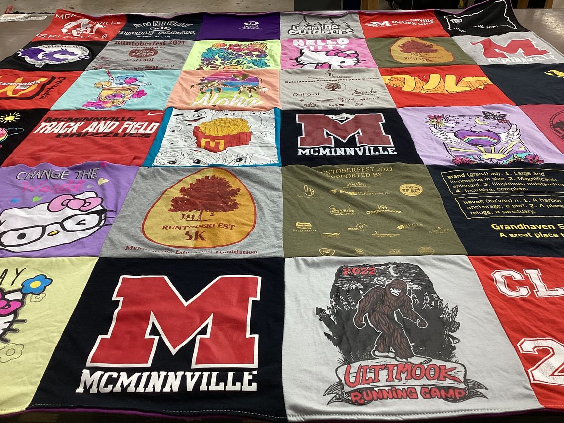 T-shirt quilt featuring mcminnville high school track and field by KAREN from OR
