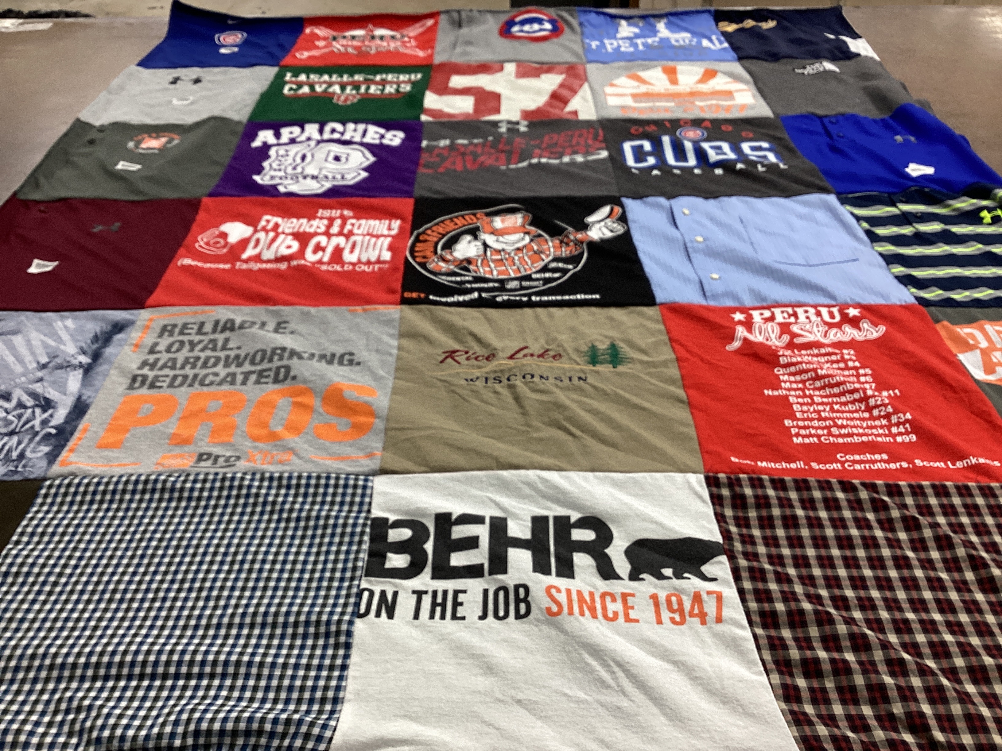 T-shirt quilt featuring peru all stars by Kim from IL