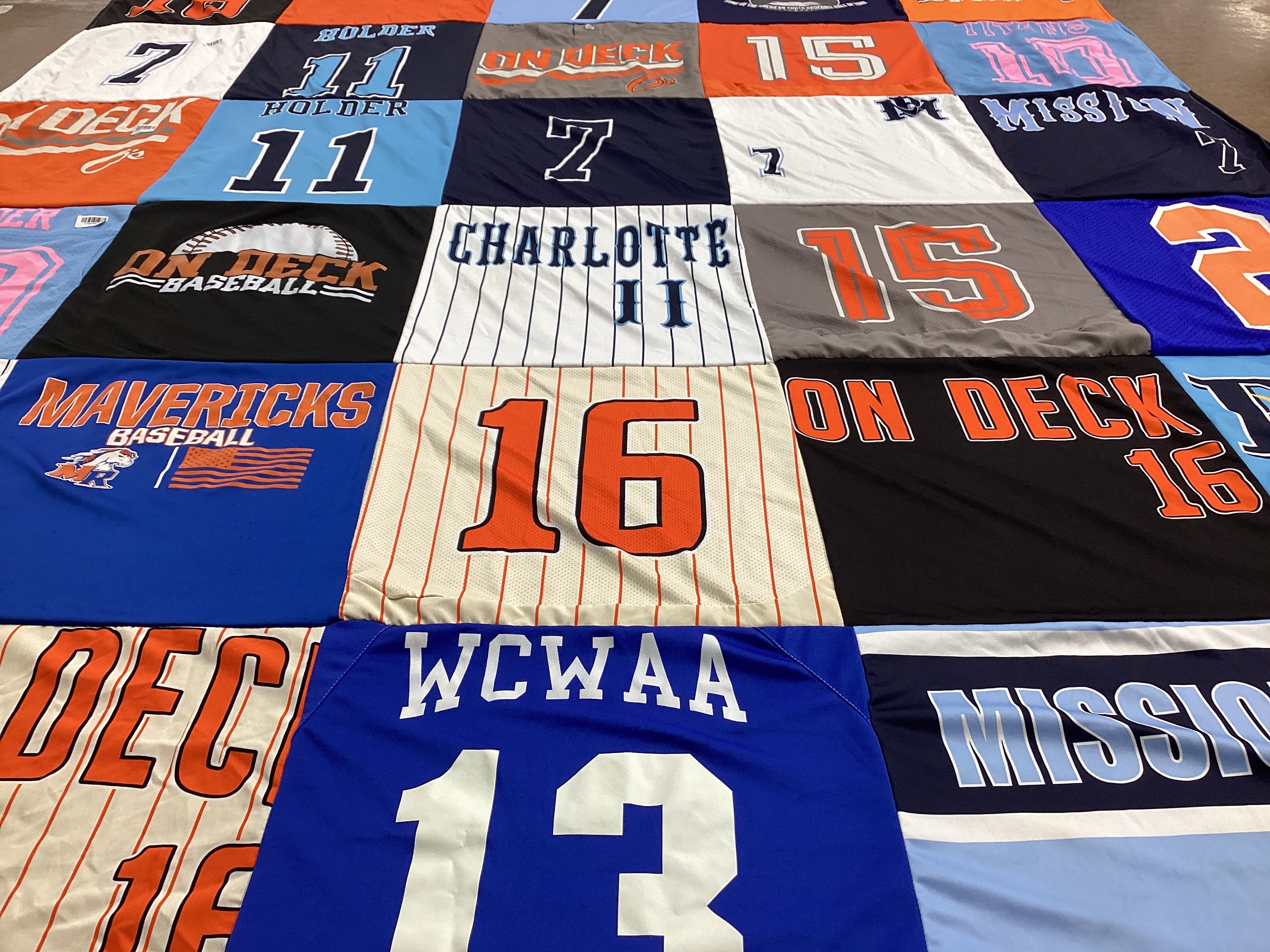 T-shirt quilt with baseball themes by Hasmig from NC