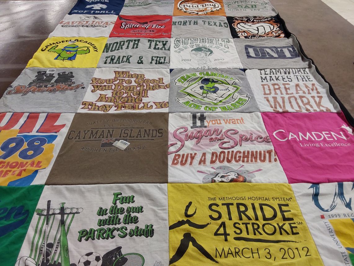 T-shirt quilt from university of north texas by Lawrence from TX